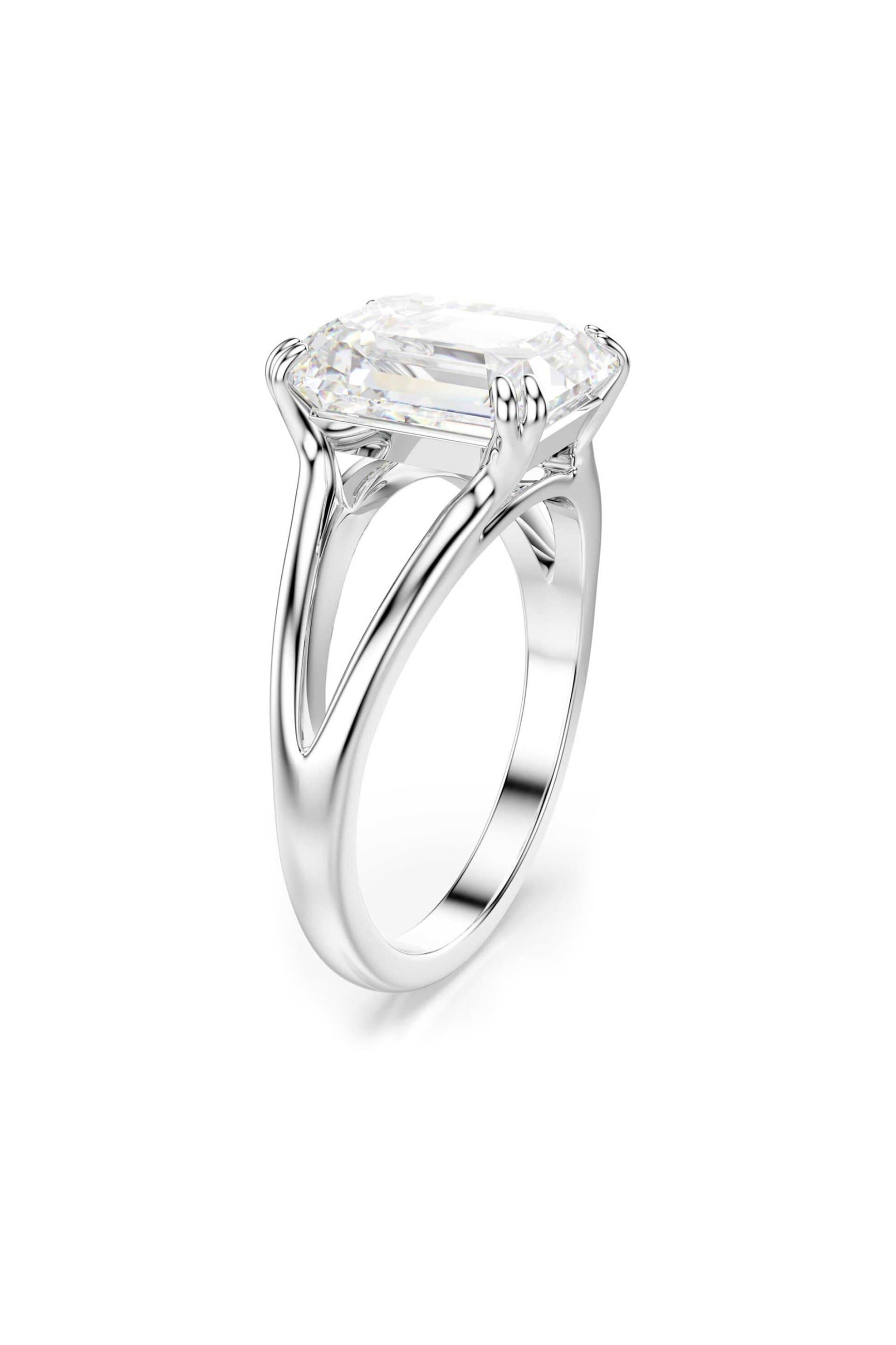 Swarovski γυναικείο δαχτυλίδι οκταγωνική κοπή, λευκό, φινίρισμα σε ασημένιο τόνο "Stilla" (52)