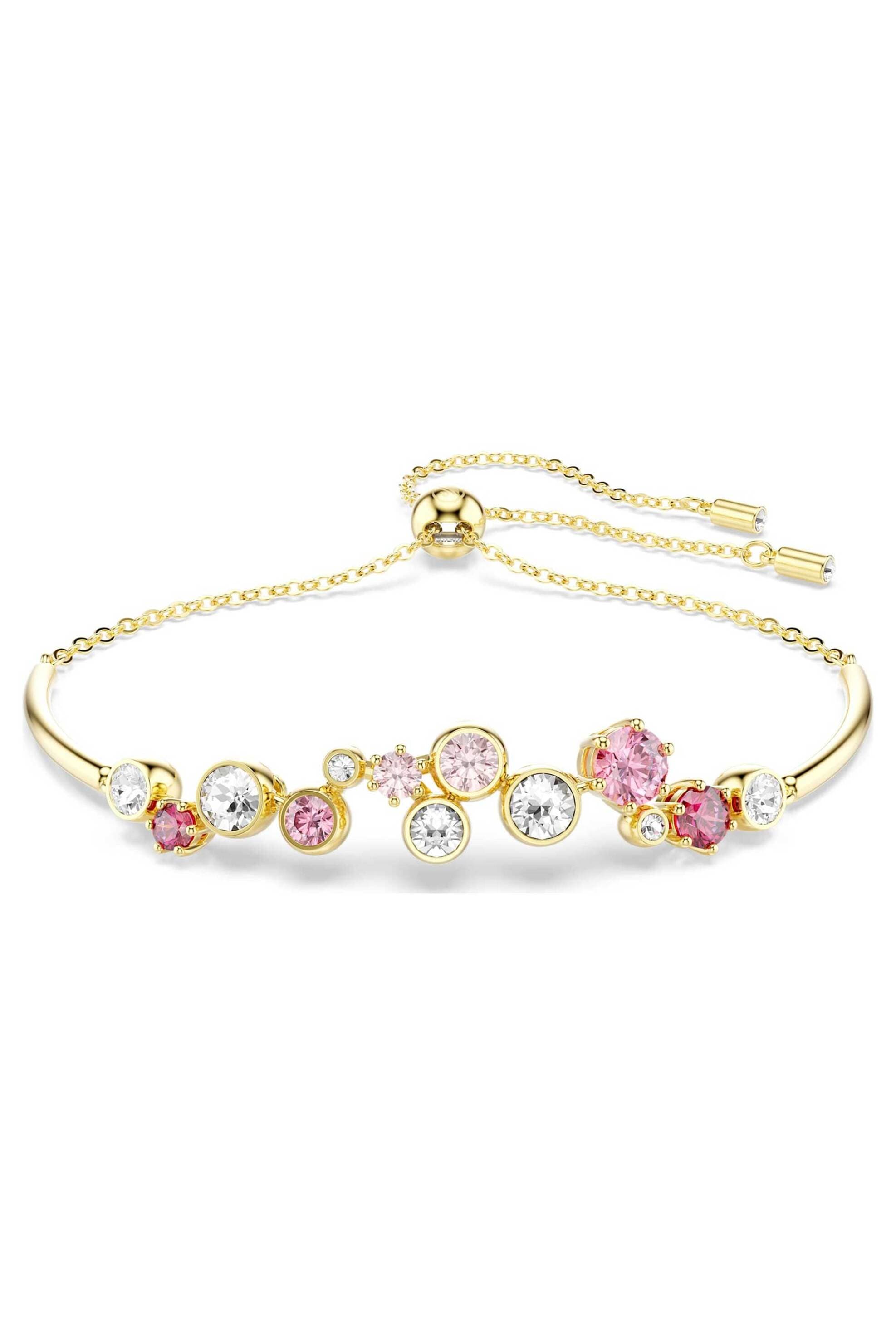 Swarovski γυναικείο βραχιόλι μίξη κοπών, πολύχρωμο, επιμετάλλωση σε χρυσαφί τόνο "Constella"