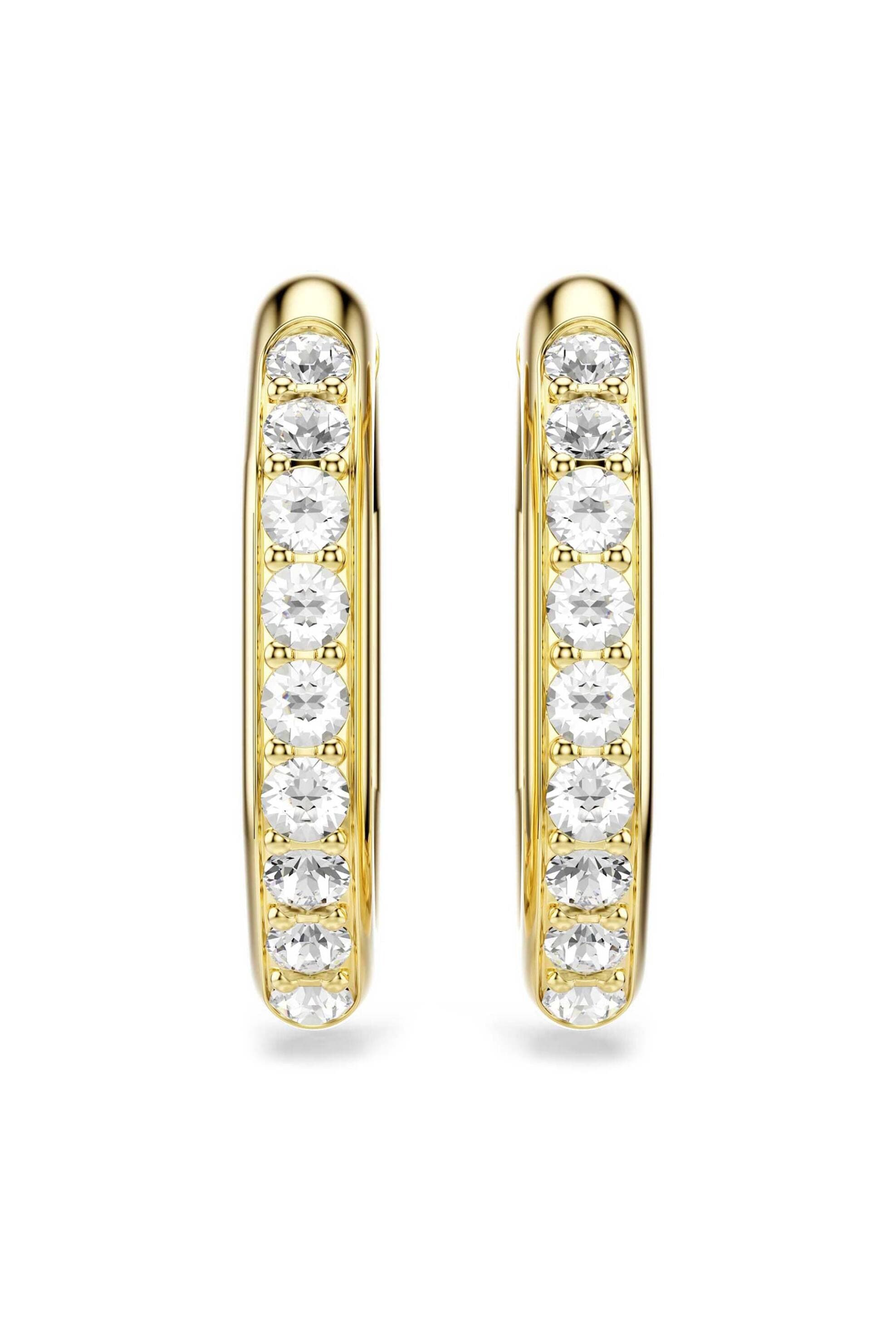 Swarovski γυναικείοι κρίκοι οκταγωνικό σχήμα, στρογγυλή κοπή, mεσαία, λευκά, επιμετάλλωση σε χρυσαφί τόνο "Dextera"