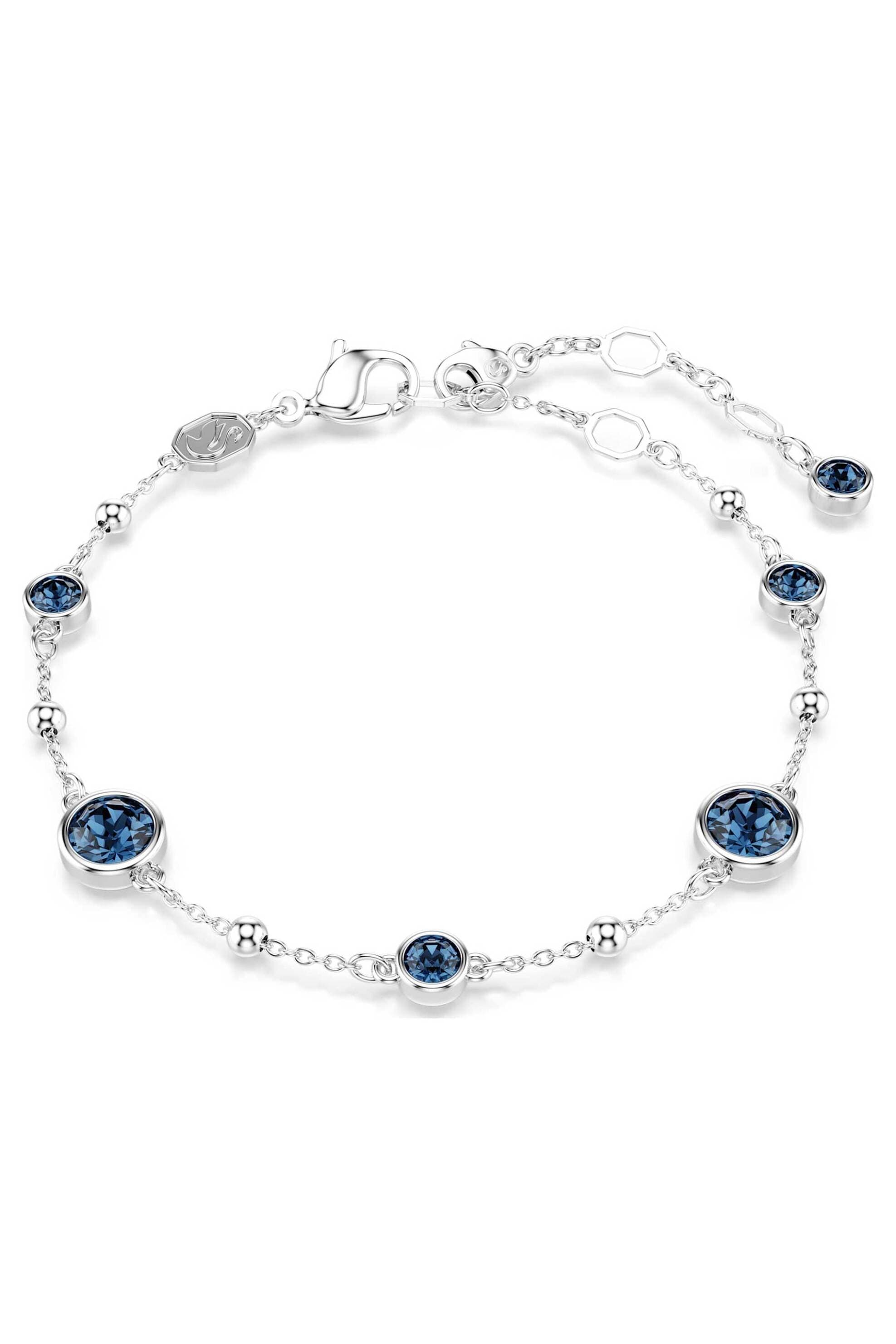 Swarovski γυναικείο βραχιόλι στρογγυλή κοπή, μπλε, επιμετάλλωση ροδίου "Imber"