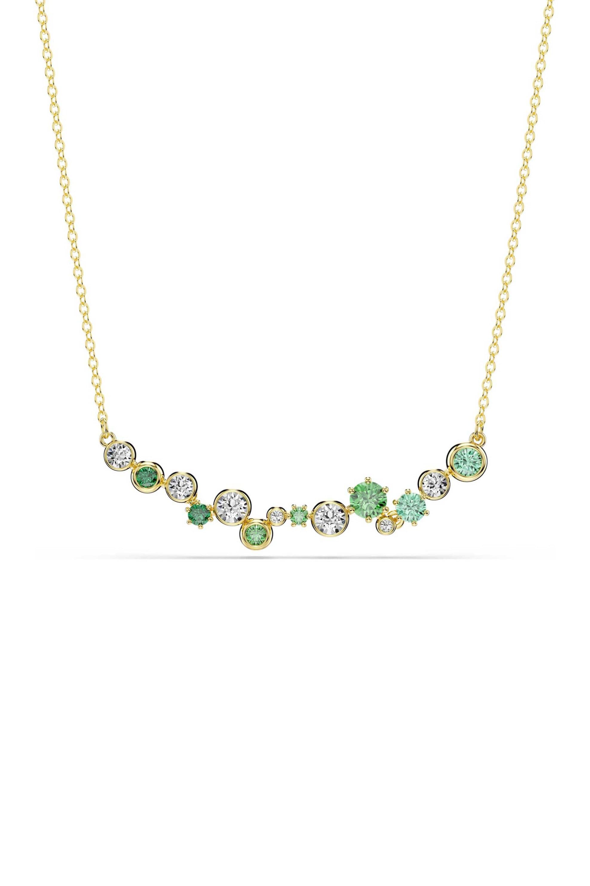 Swarovski γυναικείο κολιέ μίξη κοπών, πράσινο, επιμετάλλωση σε χρυσαφί τόνο "Constella"