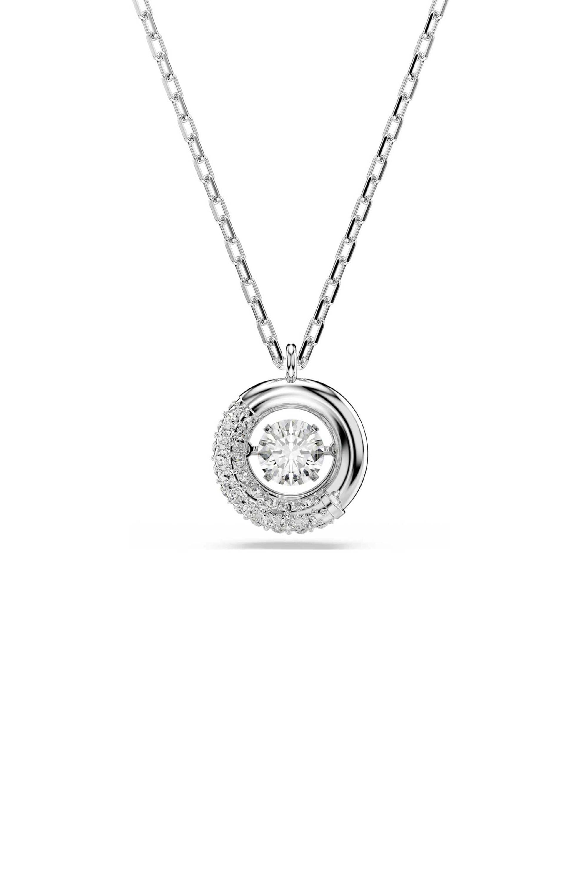 Swarovski γυναικείο μενταγιόν στρογγυλή κοπή, λευκό, επιμετάλλωση ροδίου "Dextera"