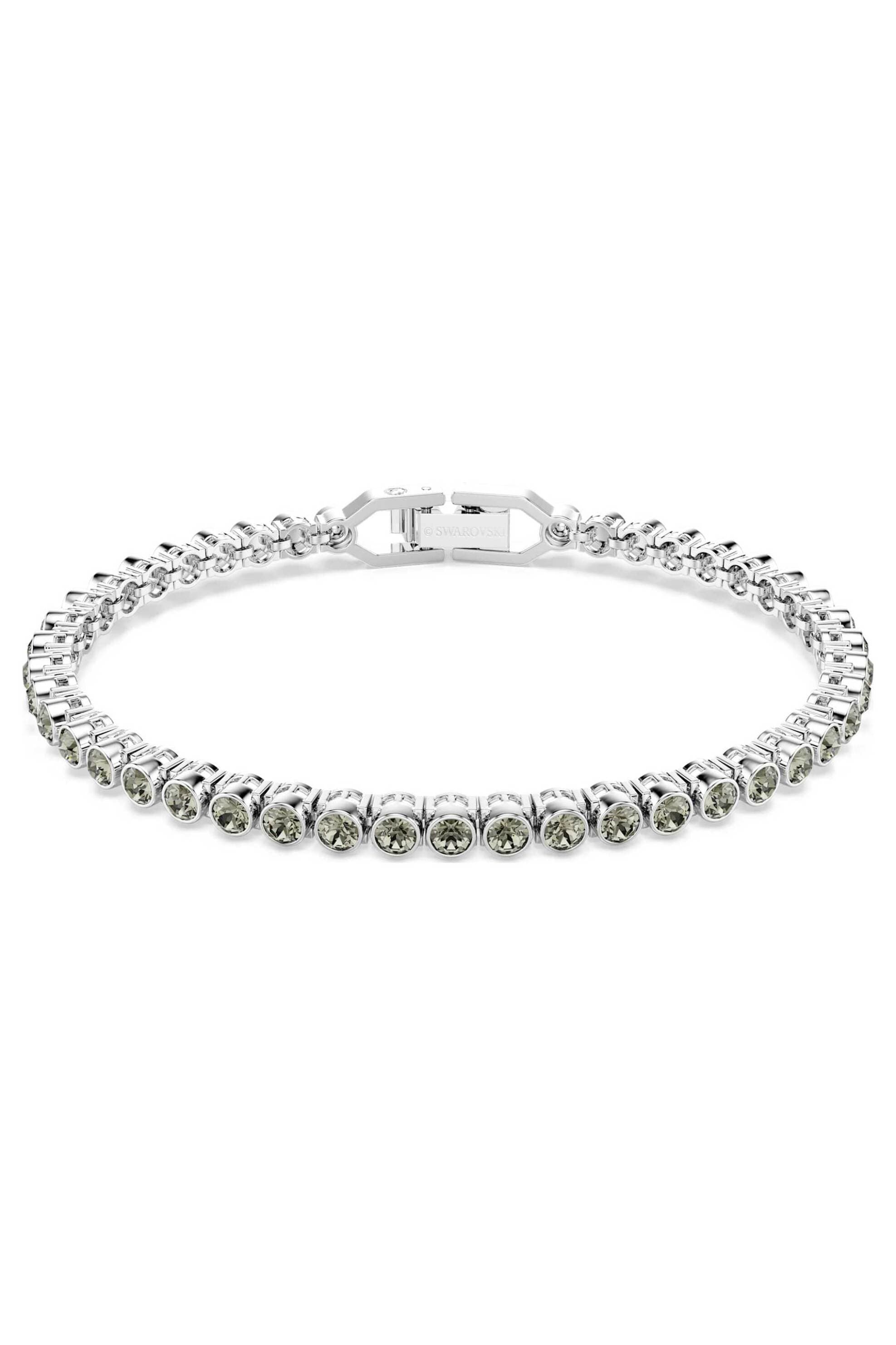 Swarovski γυναικείο βραχιόλι στρογγυλή κοπή, μαύρο, επιμετάλλωση ροδίου "Tennis Imber Emily"