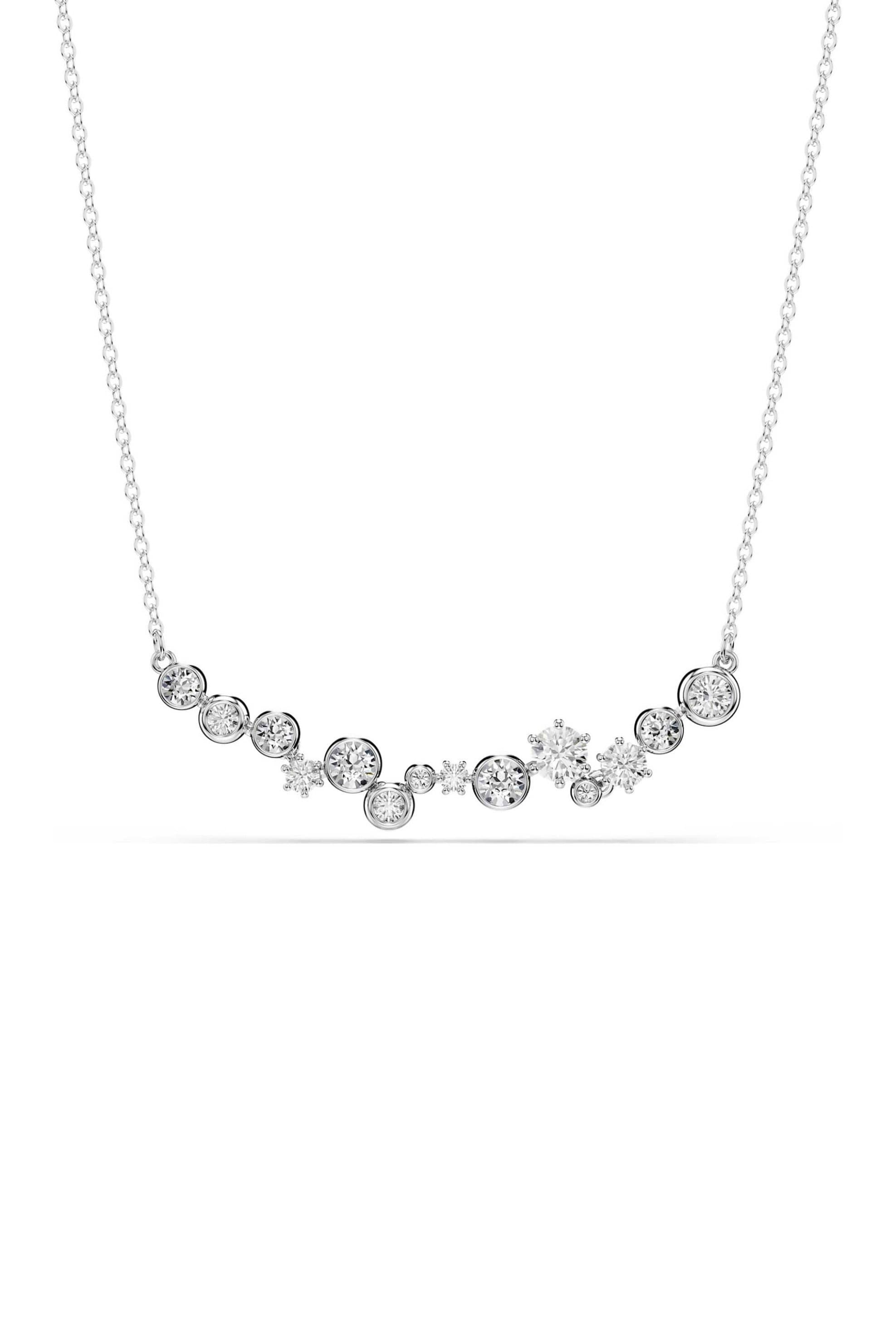 Swarovski γυναικείο κολιέ μίξη κοπών, λευκό, επιμετάλλωση ροδίου "Constella"