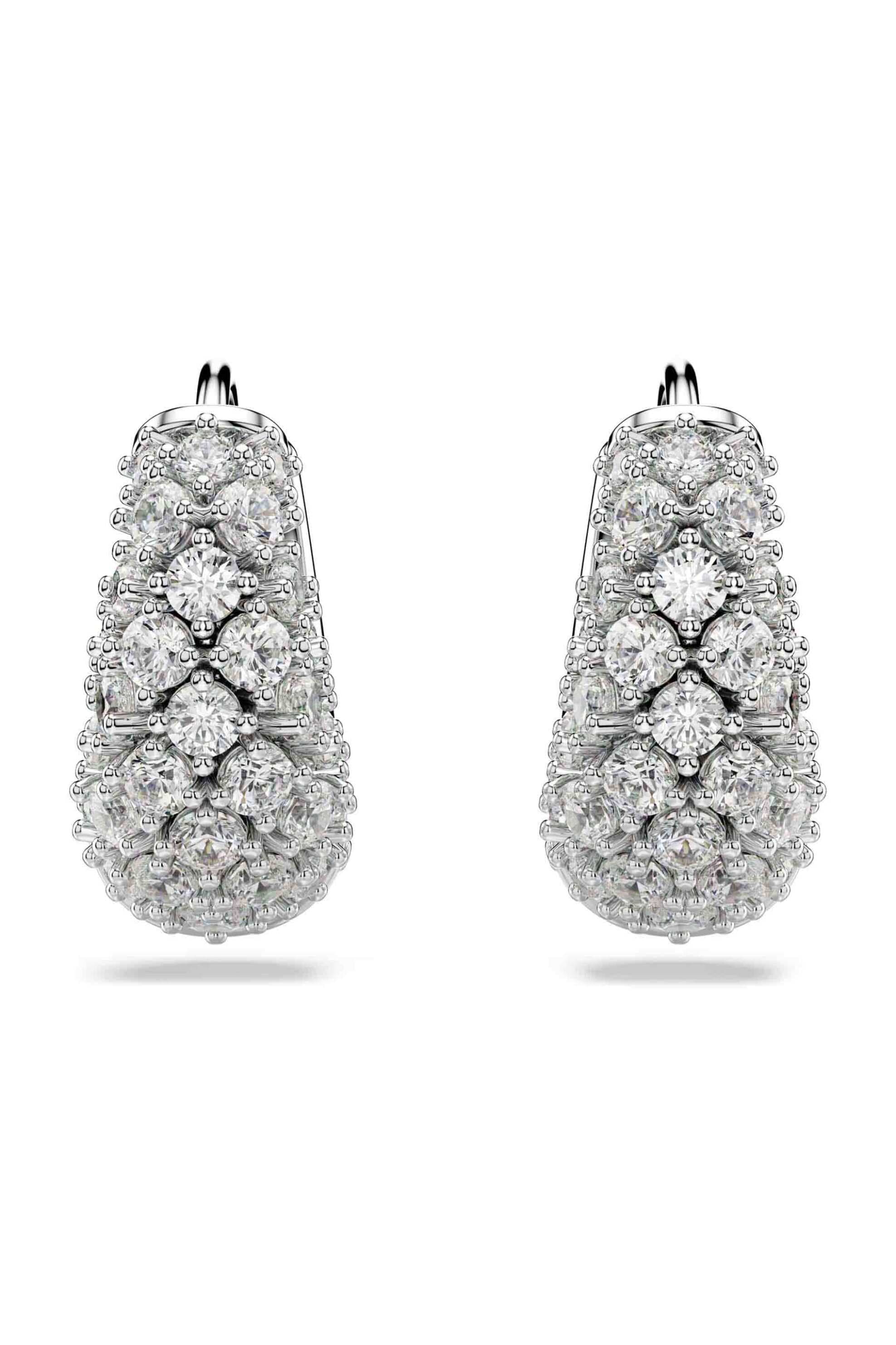 Swarovski γυναικεία σκουλαρίκια λευκά, επιμετάλλωση ροδίου "Sublima"