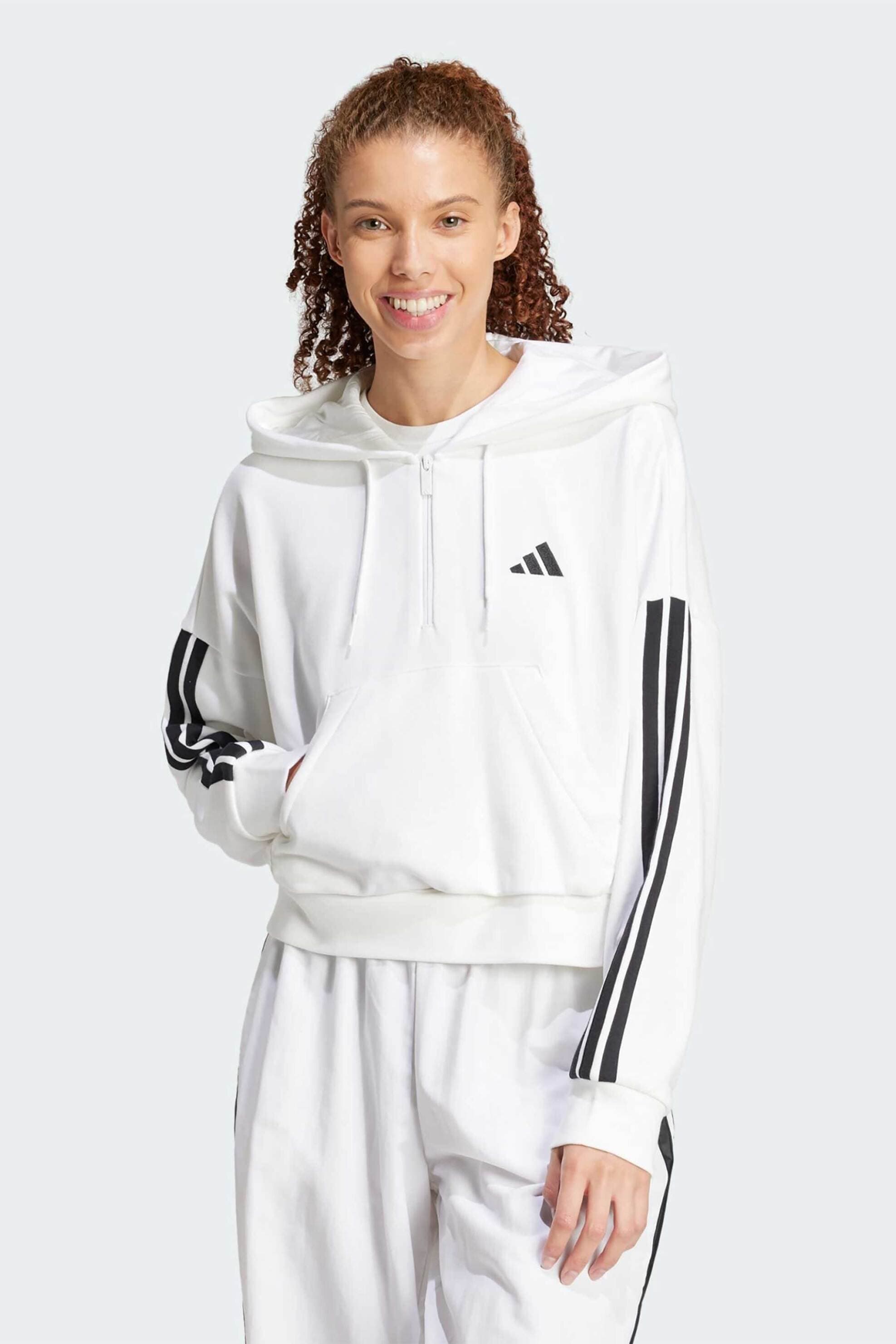 Adidas γυναικεία μπλούζα φούτερ Relaxed Fit "Essentials 3-Stripes French Terry" | L