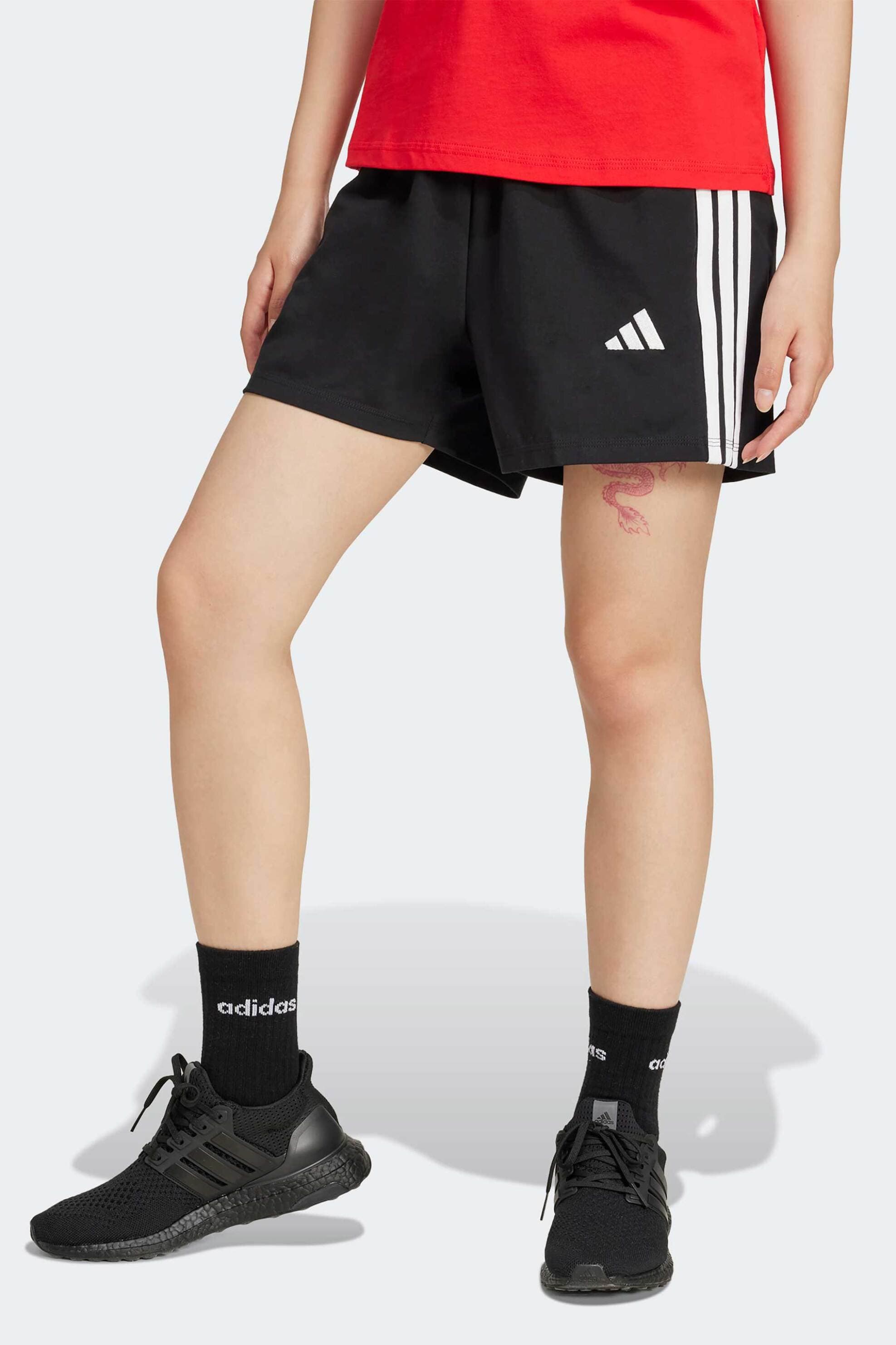 Adidas γυναικείο αθλητικό ψηλόμεσο σορτς Regular Fit "Essentials 3-Stripes"
