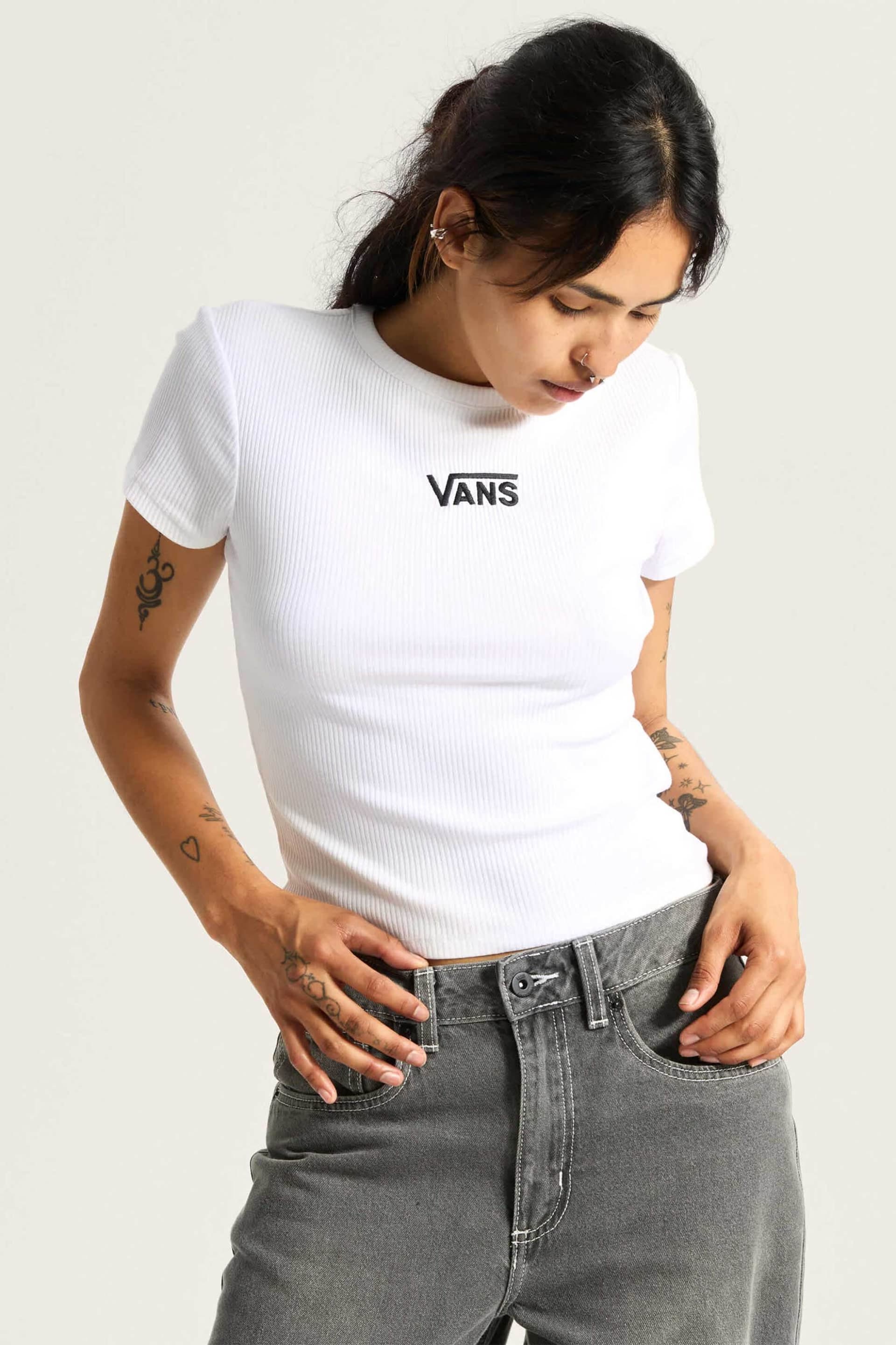 Vans γυναικείο T-shirt ribbed με κεντημένο λογότυπο Slim Fit "Cameron"