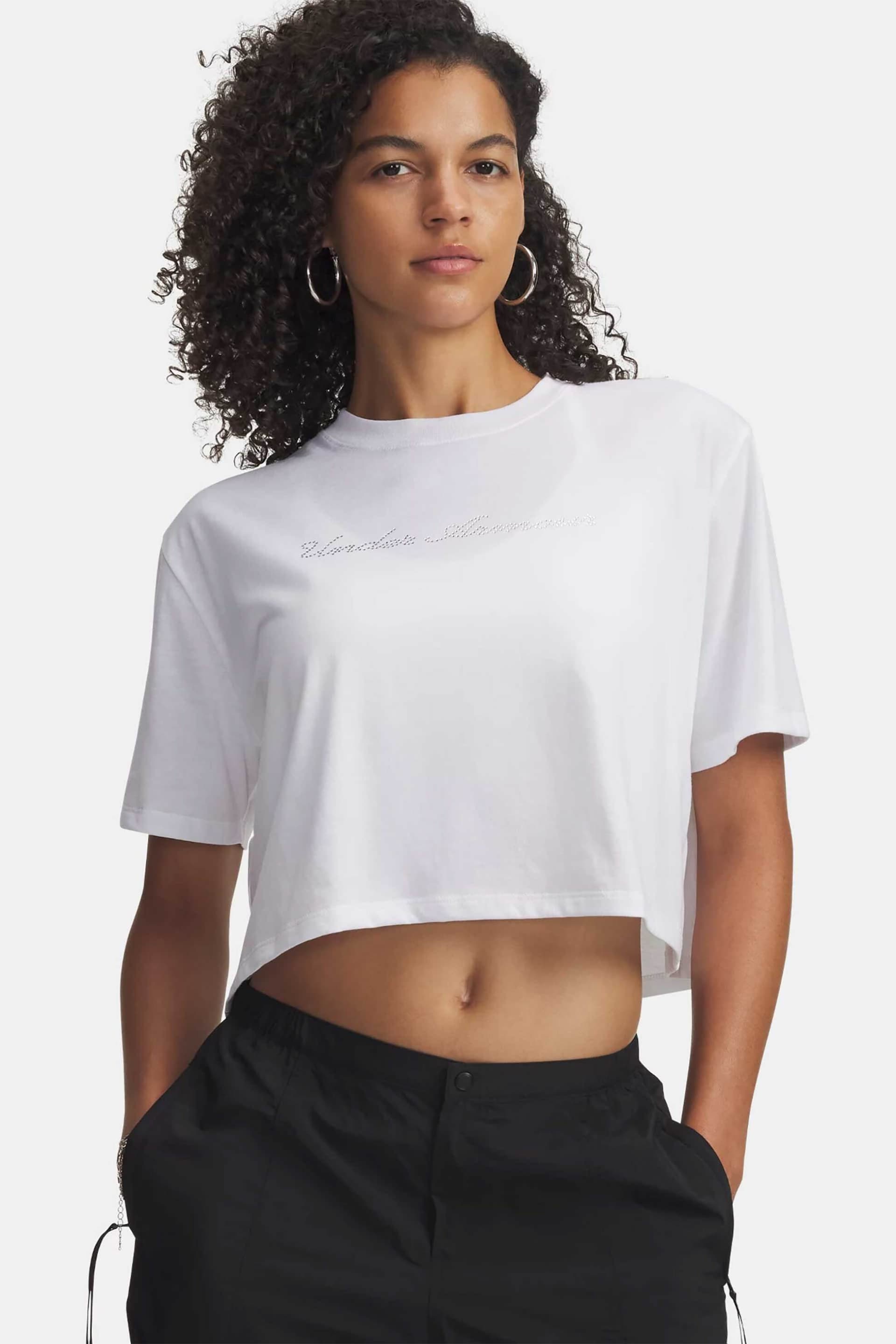 Under Armour γυναικείο T-shirt cropped με λογότυπο Loose Fit "UA Wordmark"