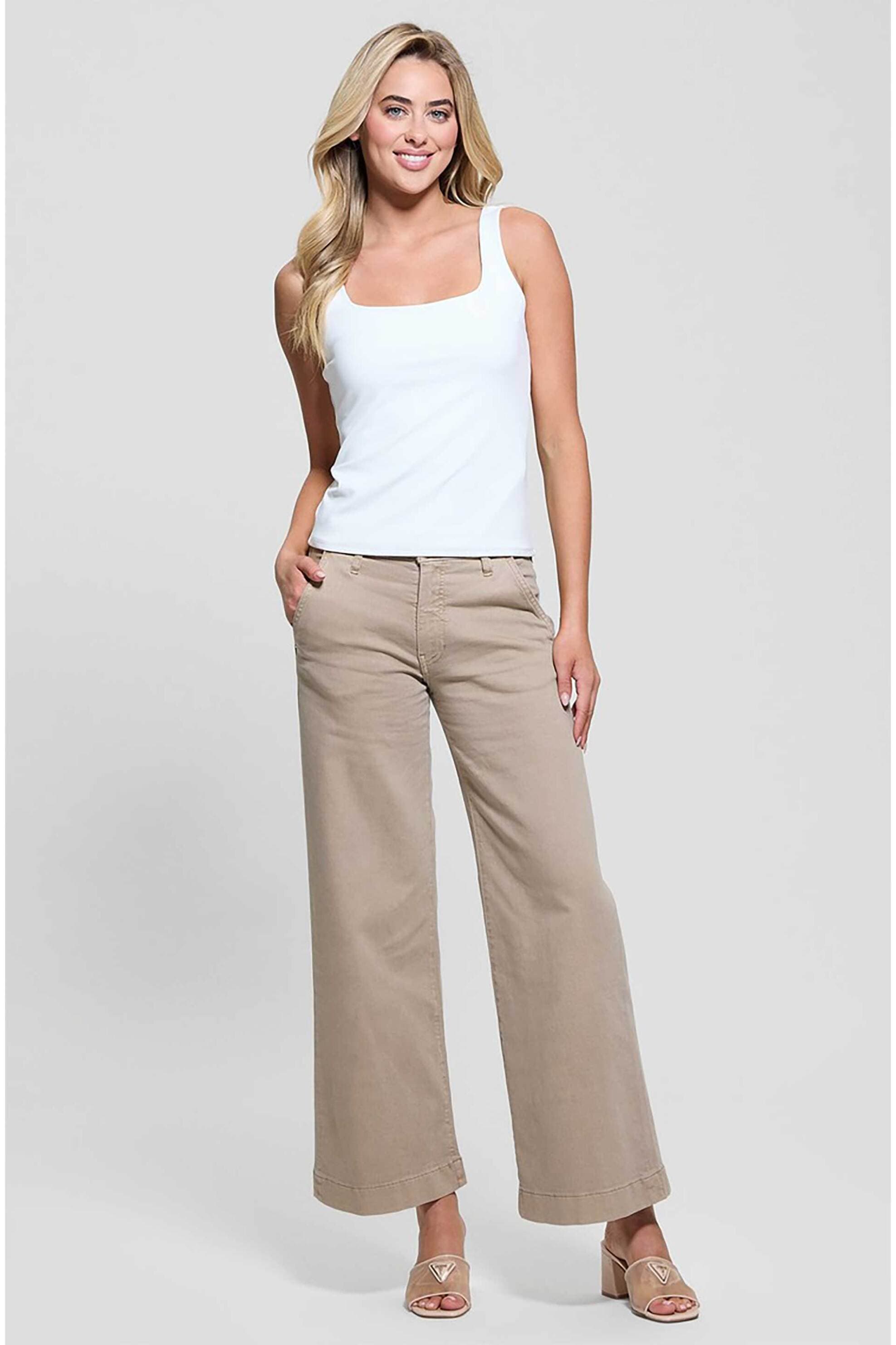 Guess γυναικείο παντελόνι με λογότυπο Wide Leg "Zoya" | 25W 29L