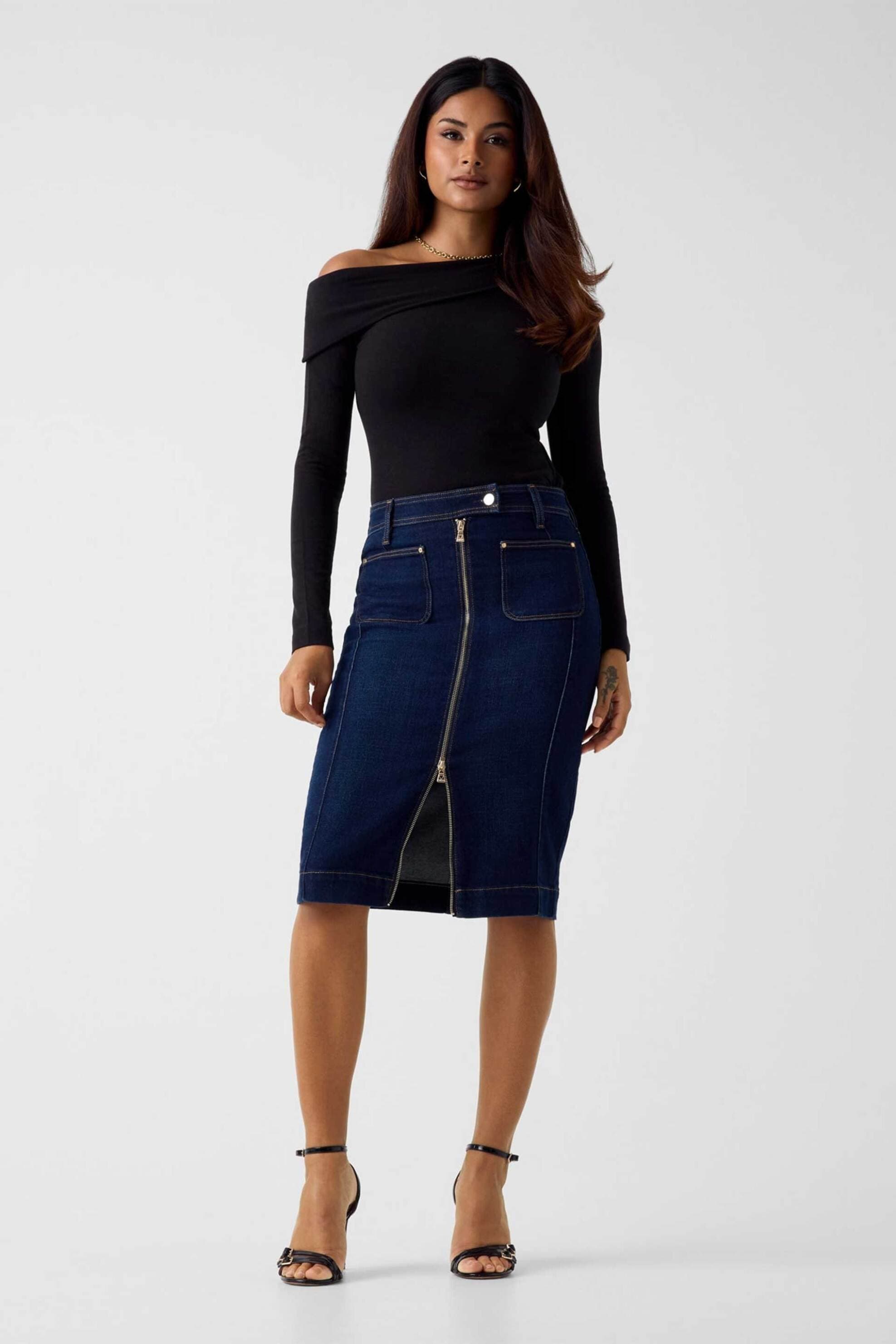 Guess γυναικεία midi denim φούστα Regular Fit