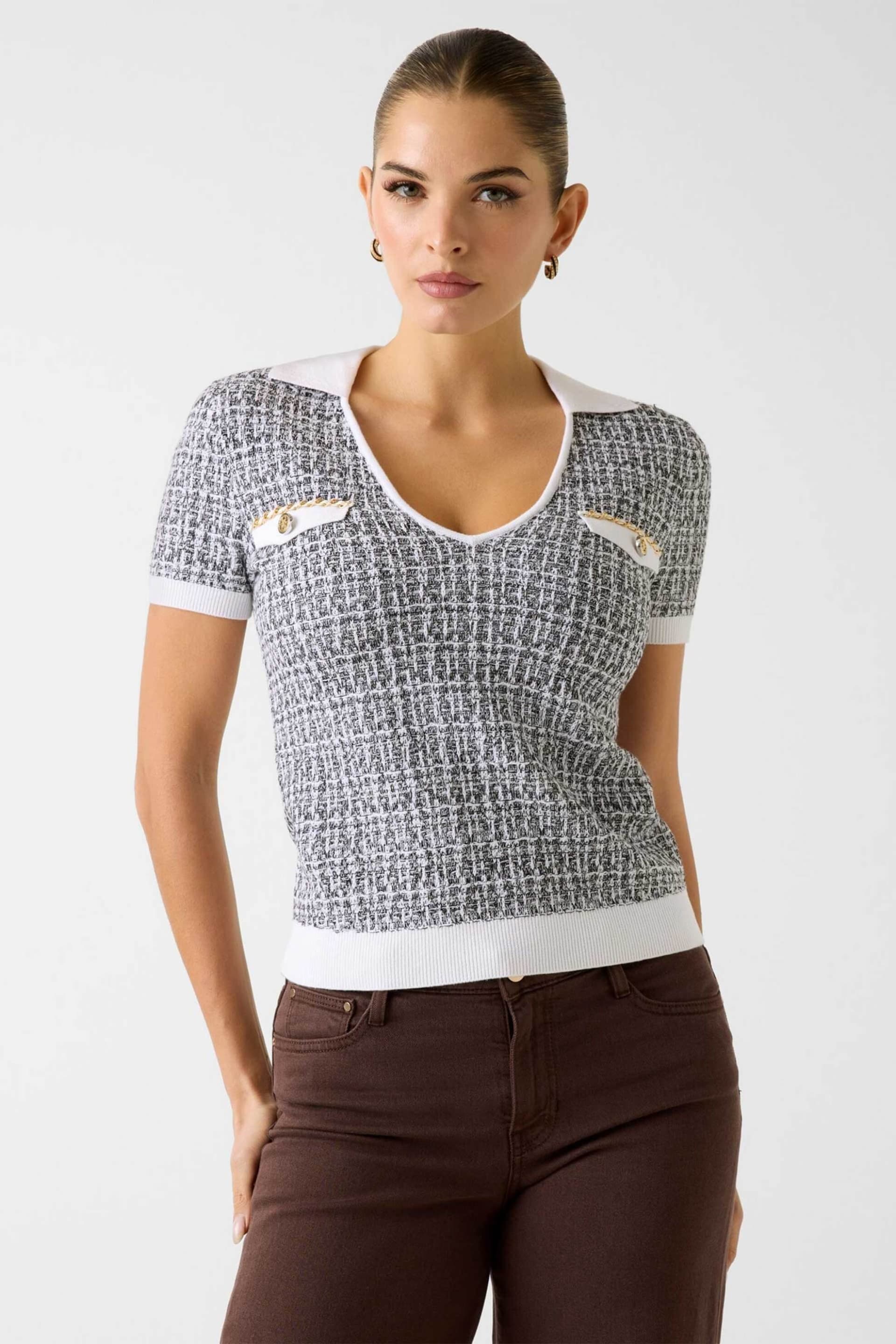 Guess γυναικεία tweed πλεκτή μπλούζα Regular Fit