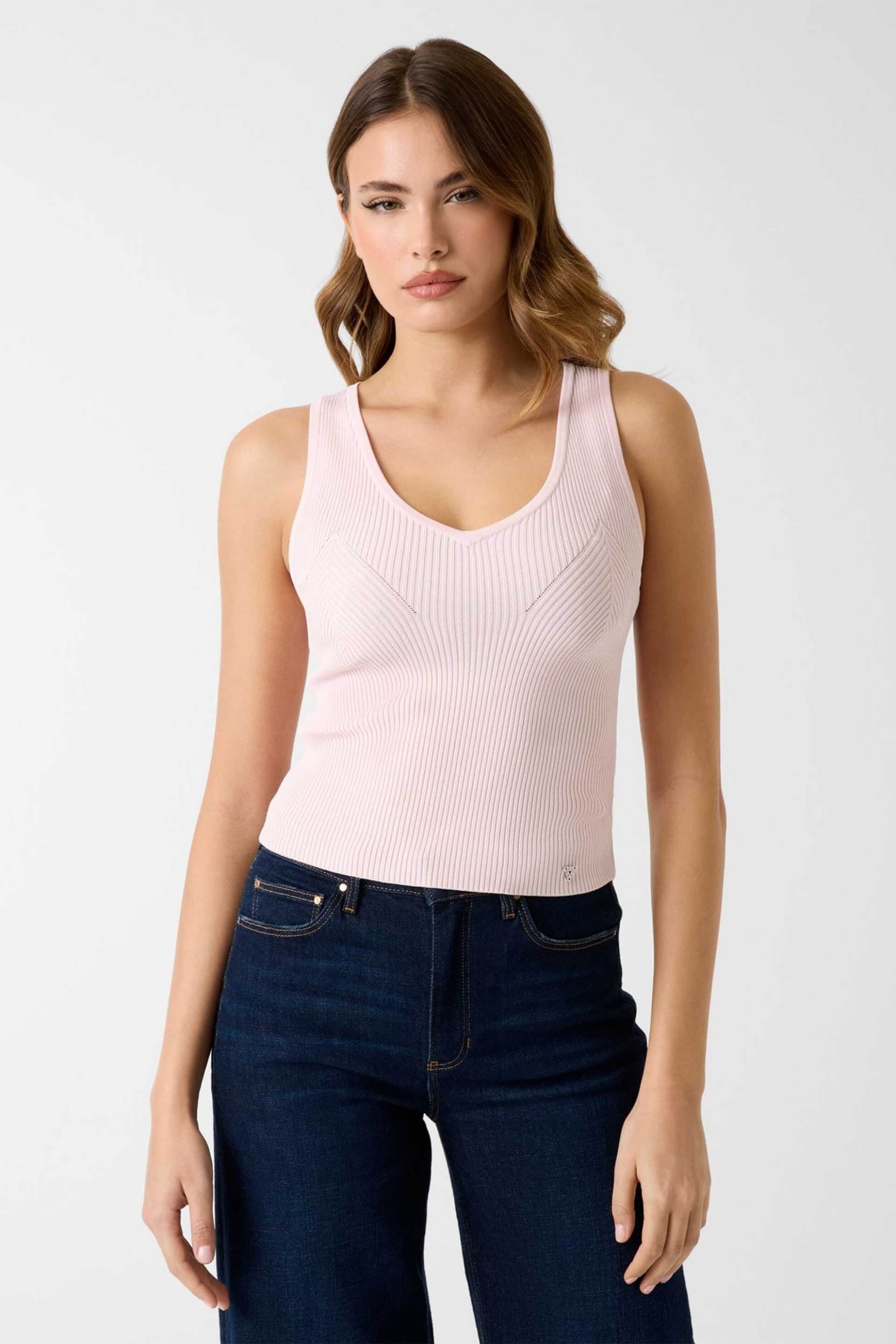 Guess γυναικείο αμάνικο τοπ ribbed Slim Fit