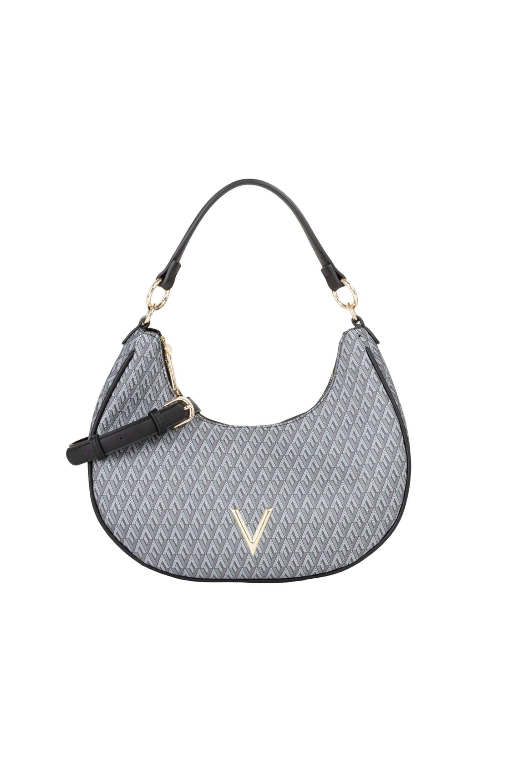 Valentino γυναικεία τσάντα ώμου hobo με μεταλλικό λογότυπο και all-over logo print "Queen Re"