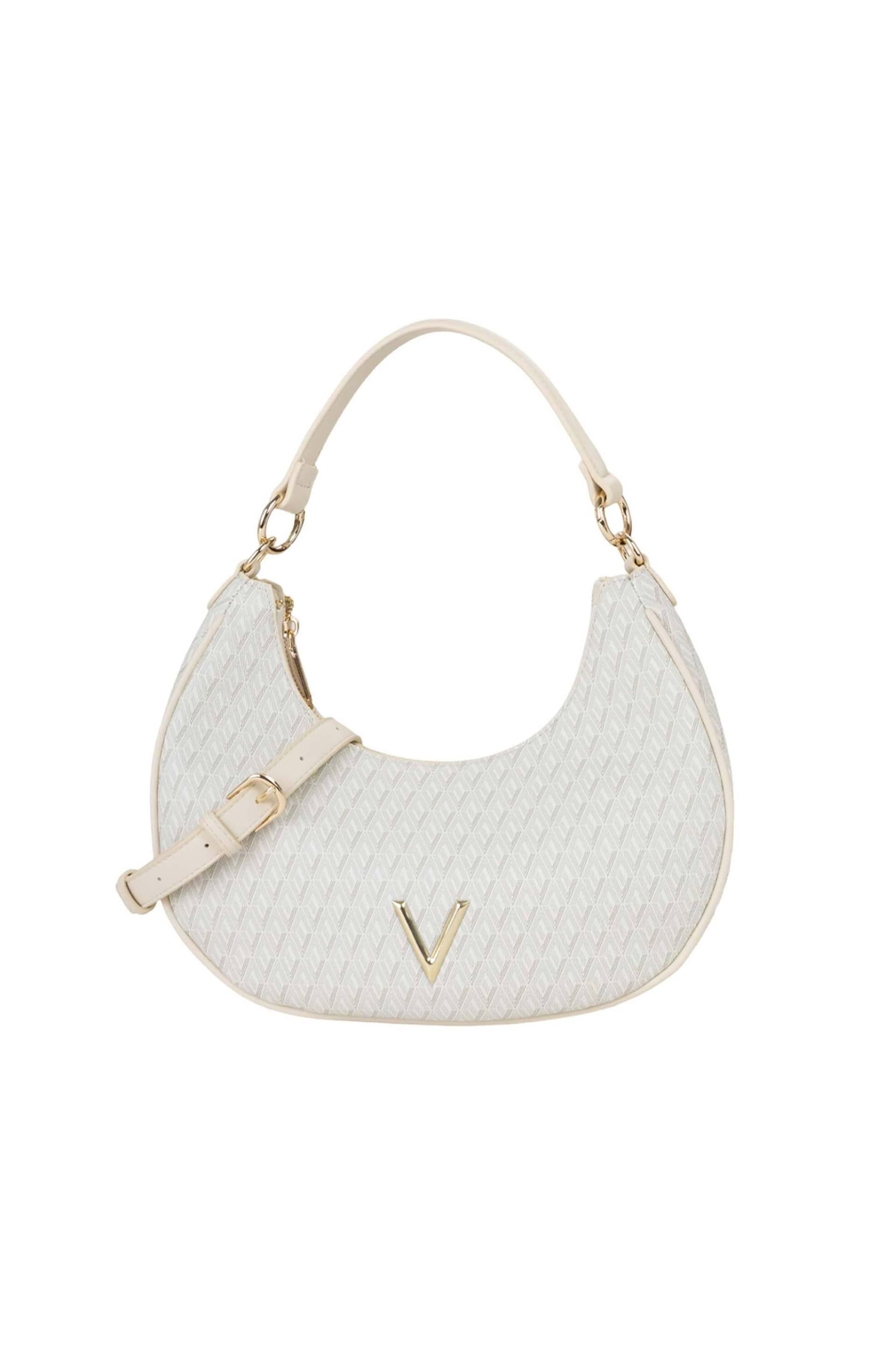 Valentino γυναικεία τσάντα ώμου hobo με μεταλλικό λογότυπο και all-over logo print "Queen Re"