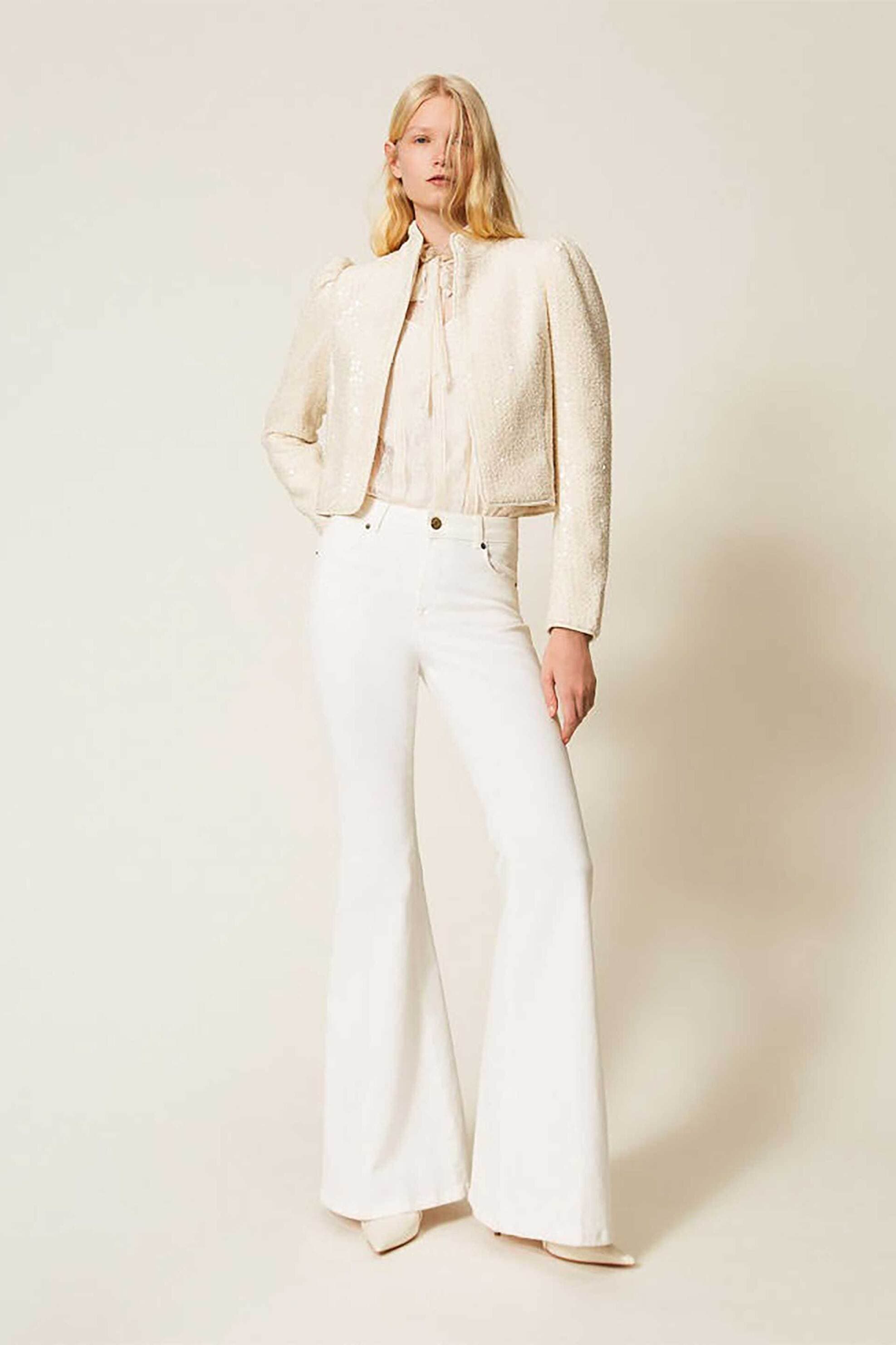 Twinset γυναικείο παντελόνι μονόχρωμο flared