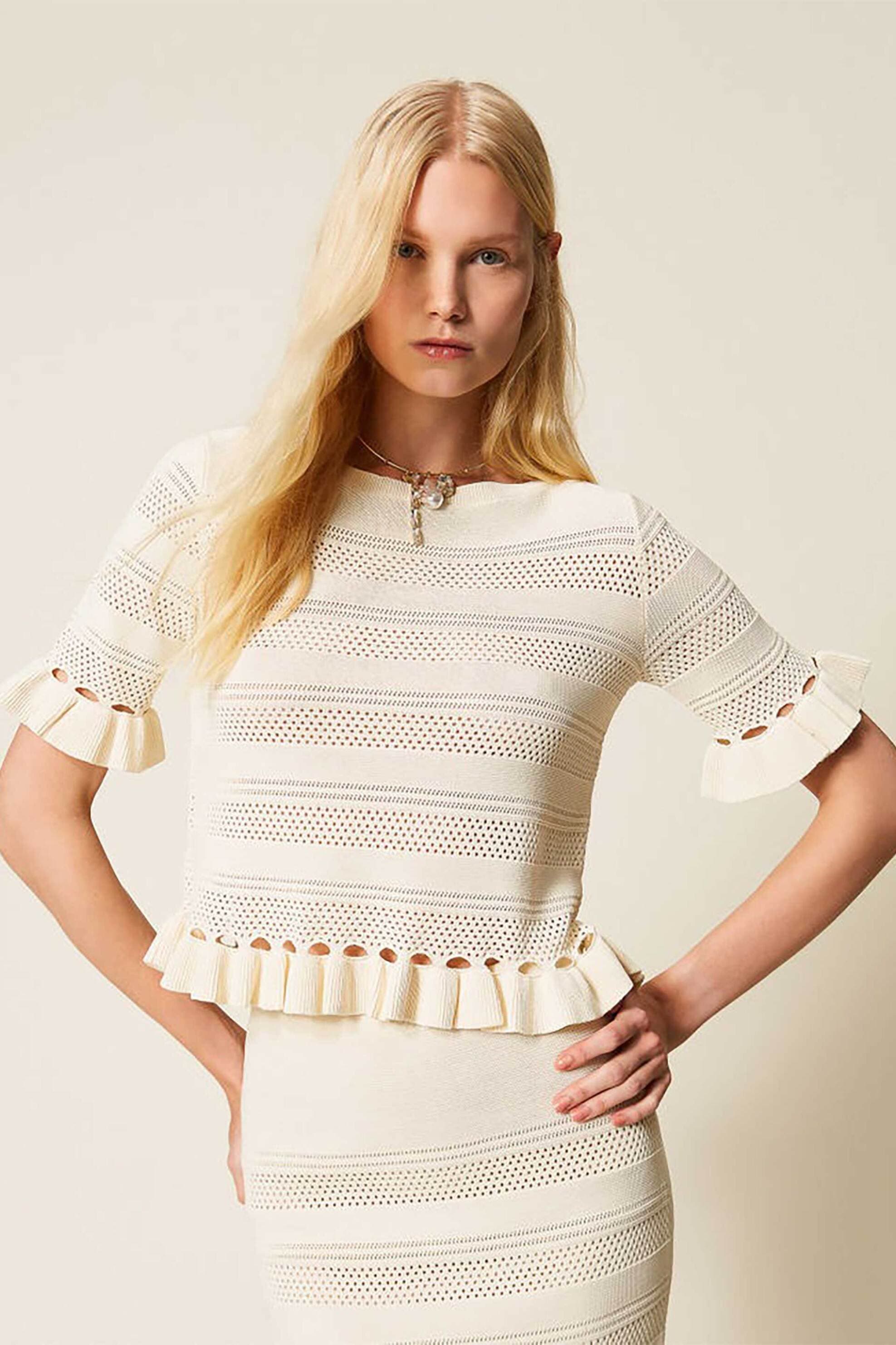 Twinset γυναικείο πλεκτό τοπ με βολάν