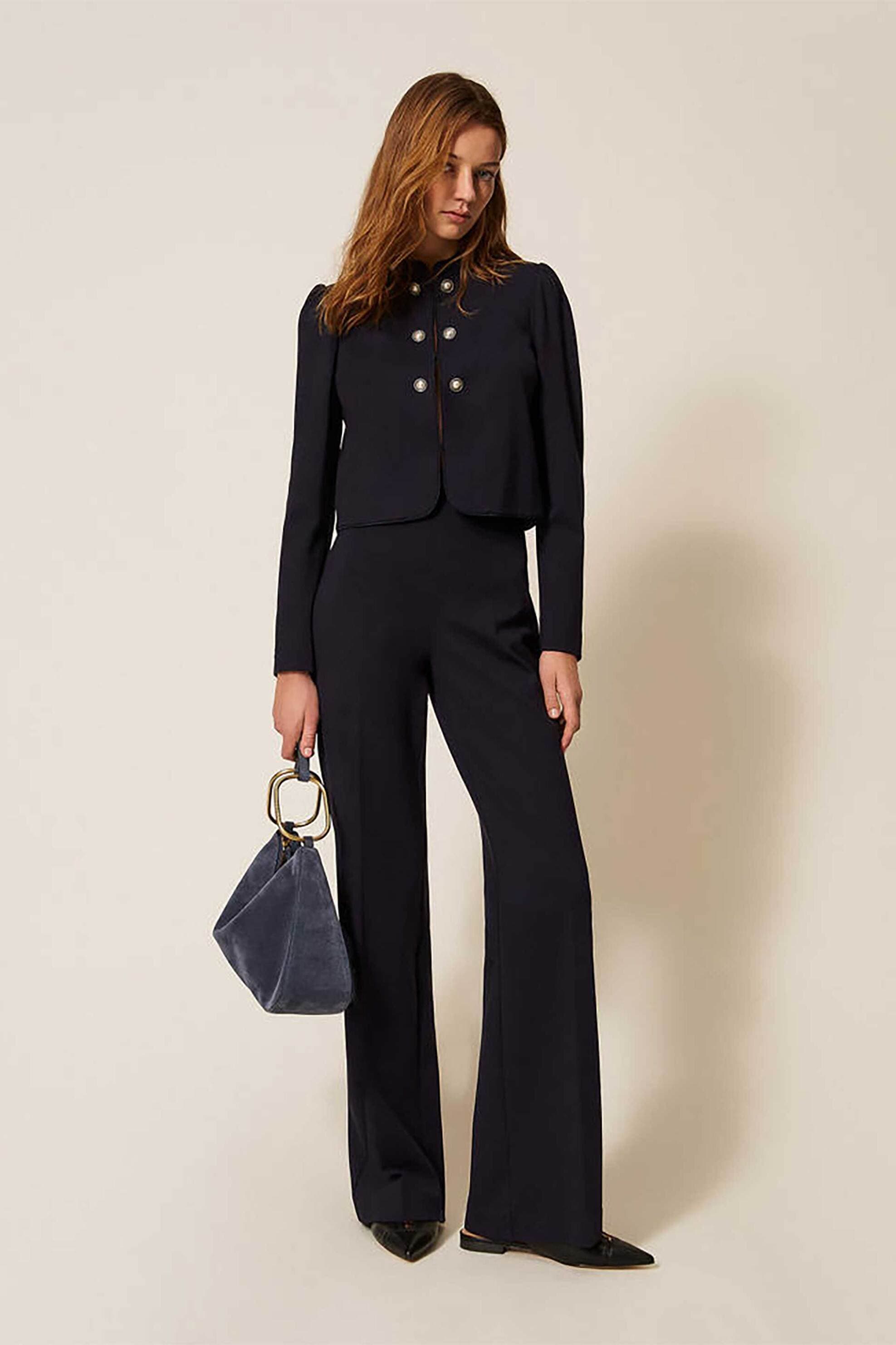 Twinset γυναικείο παντελόνι μονόχρωμο Wide Fit