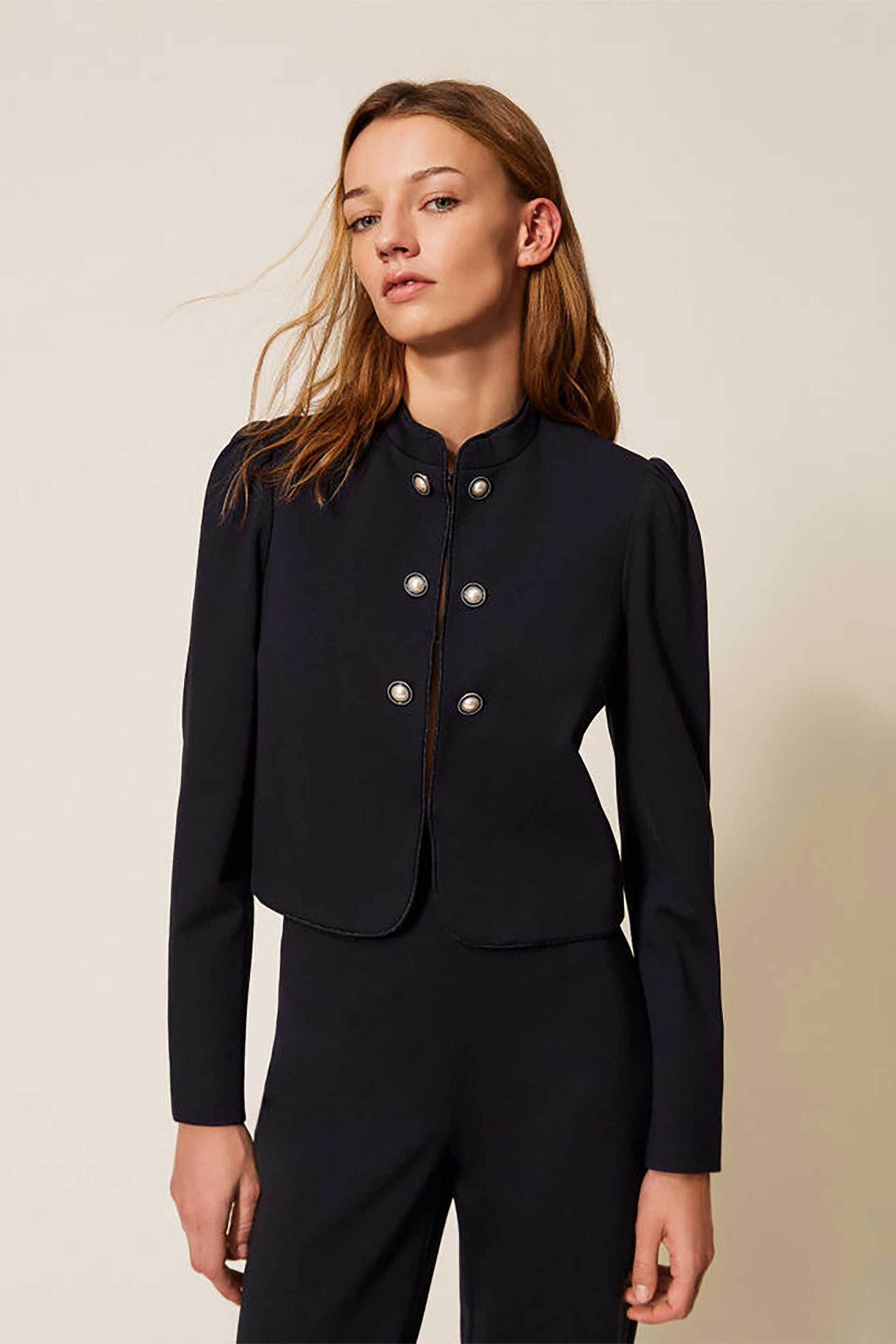 Twinset γυναικείο σακάκι με διακοσμητικά κουμπιά πέρλες