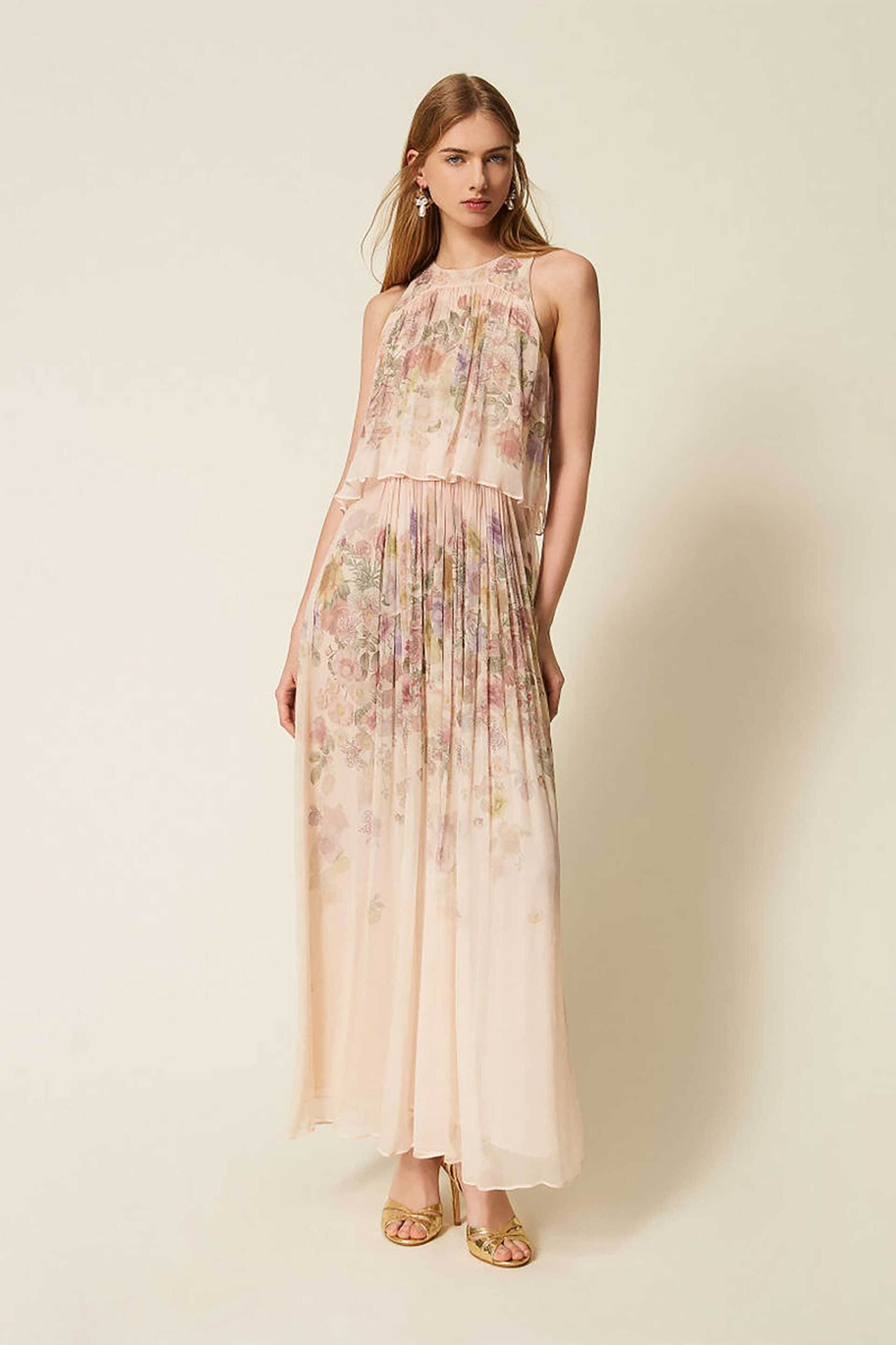 Twinset γυναικείο maxi φόρεμα με floral σχέδιο