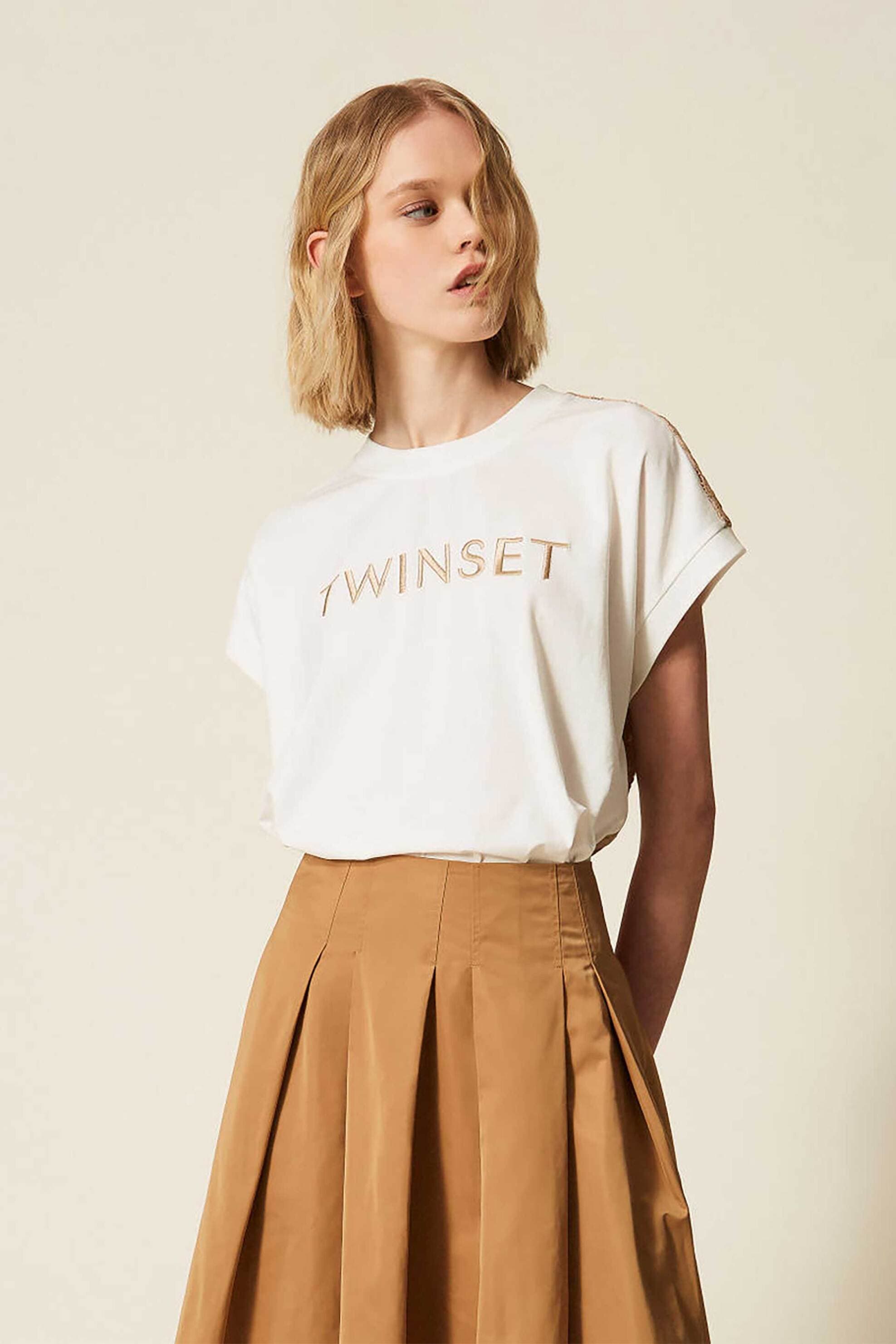 Twinset γυναικείο T-shirt με δαντέλα στην πλάτη