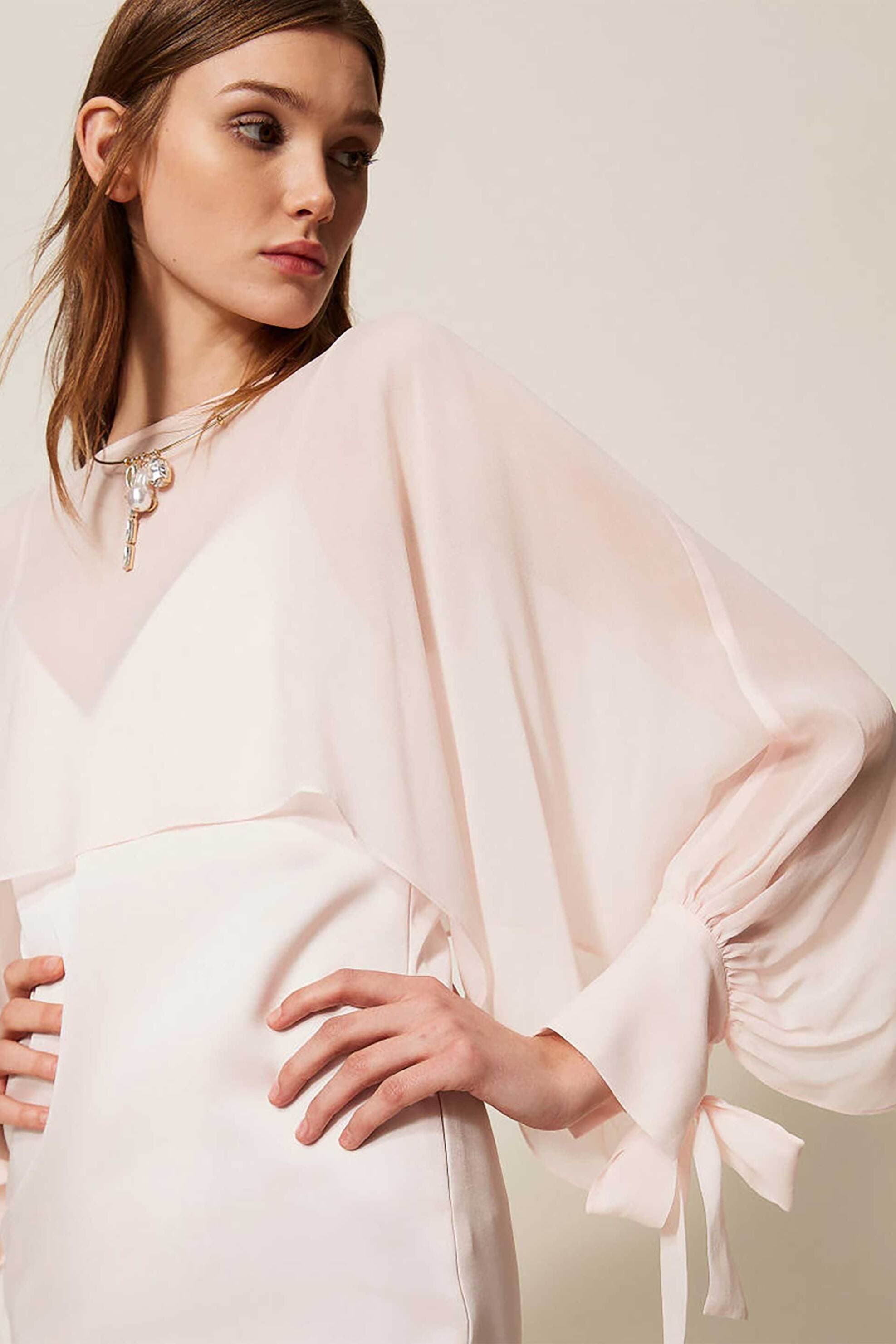 Twinset γυναικεία cropped μπλούζα με balloon μανίκια