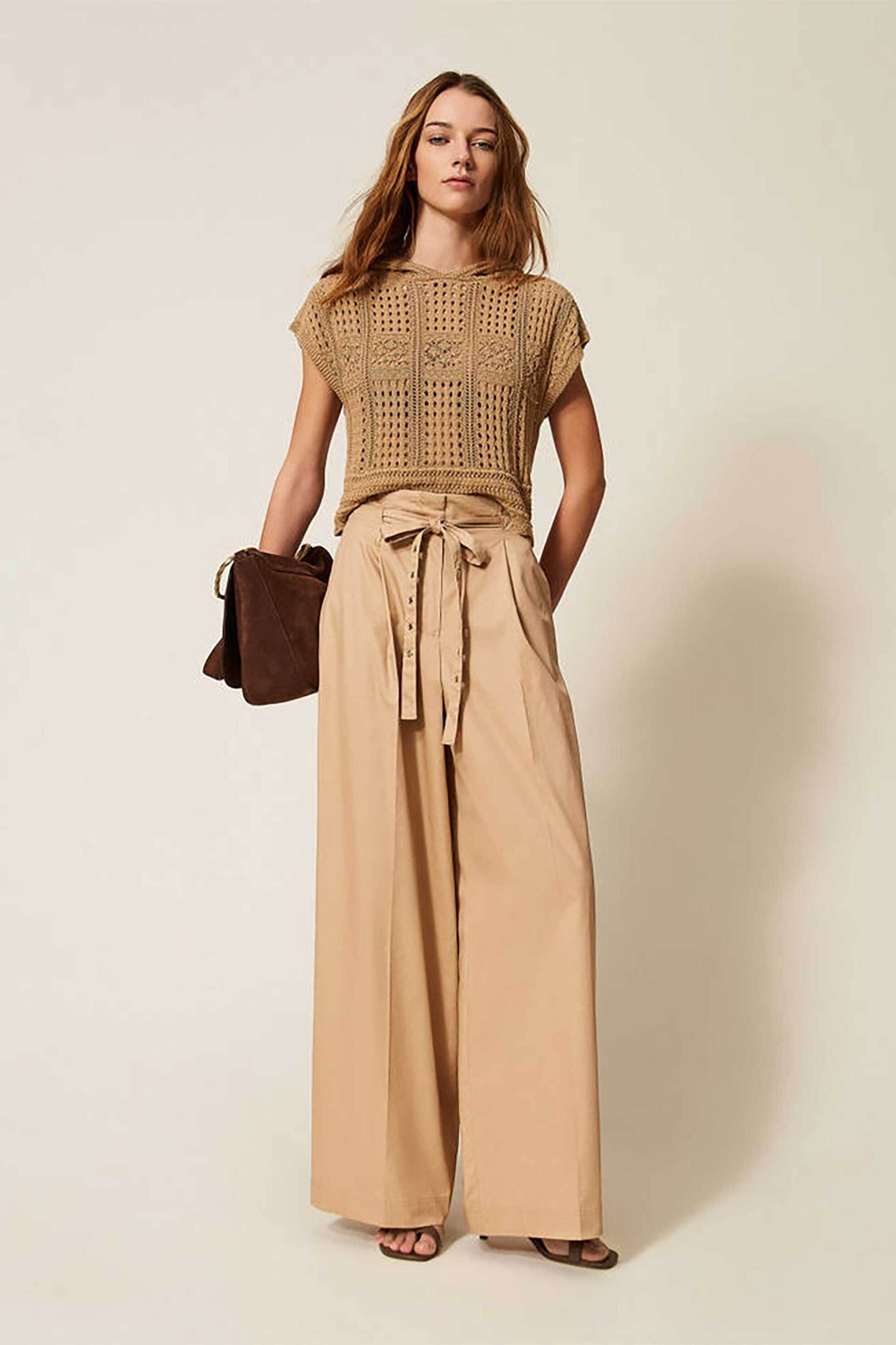 Twinset γυναικείο παντελόνι μονόχρωμο Wide Fit