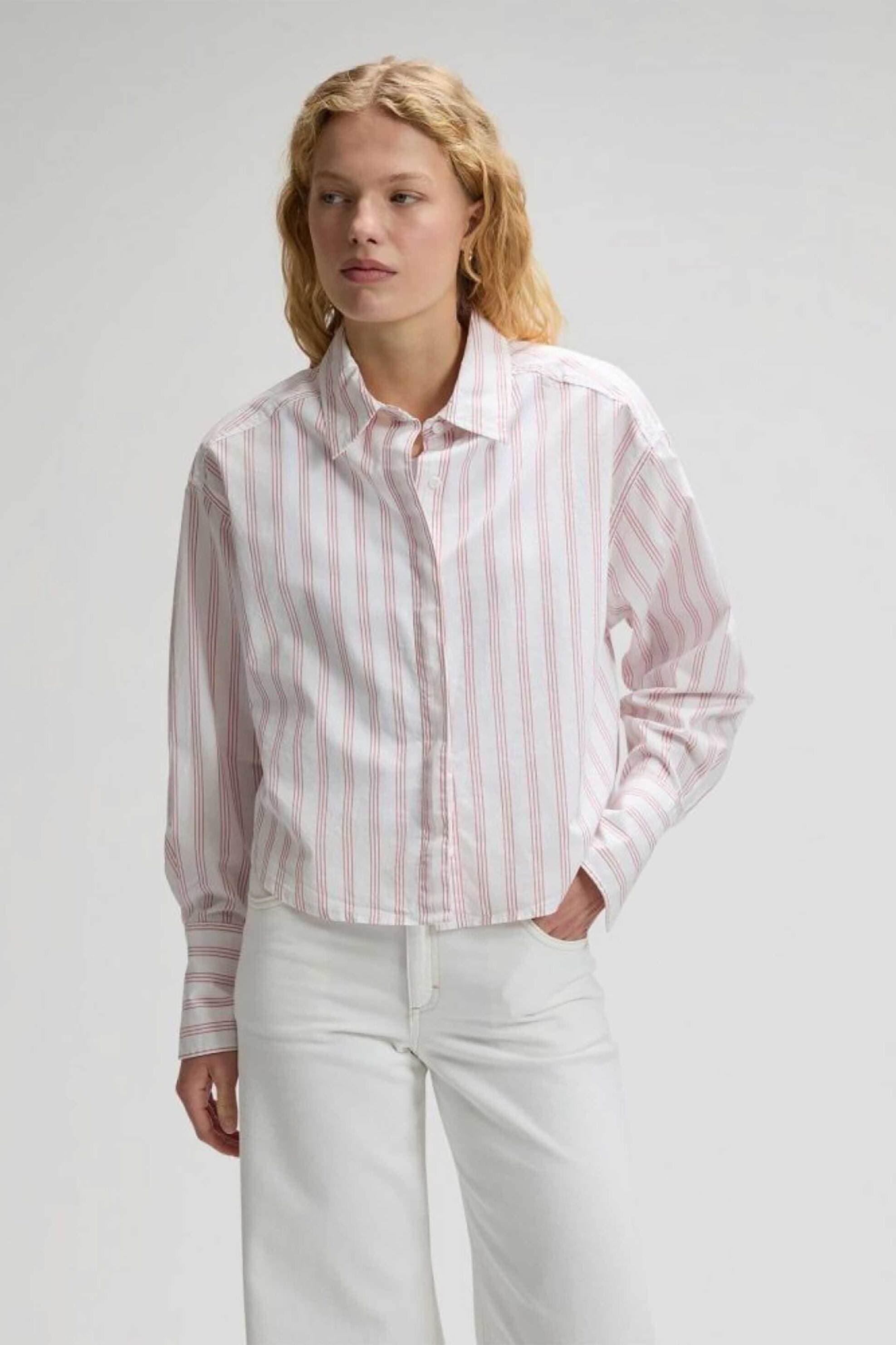 Lee® γυναικείο πουκάμισο cropped με ριγέ σχέδιο Regular Fit