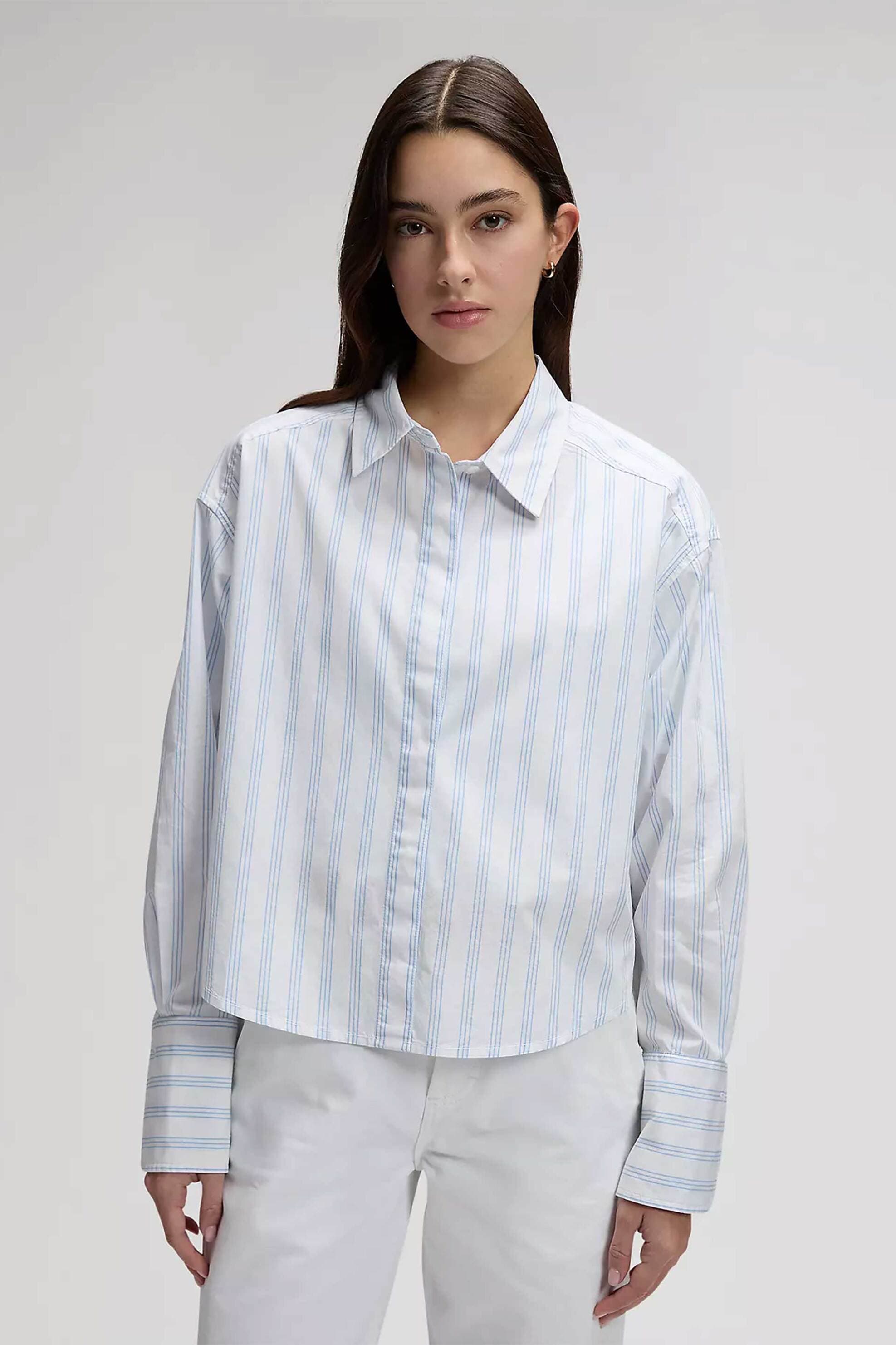 Lee® γυναικείο πουκάμισο cropped με ριγέ σχέδιο Regular Fit