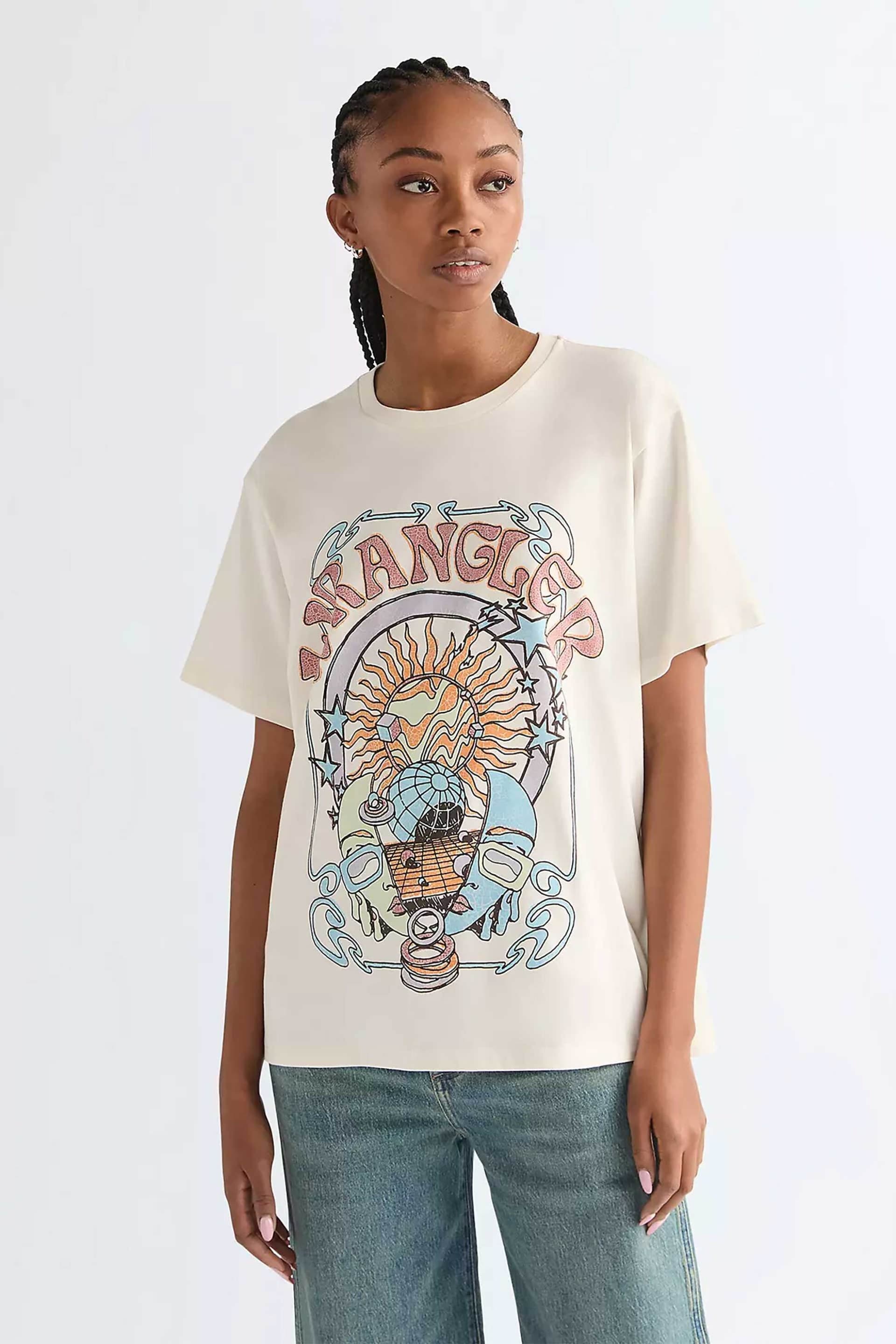 Wrangler® γυναικείο T-shirt με graphic logo print Relaxed Fit "Girlfriend"