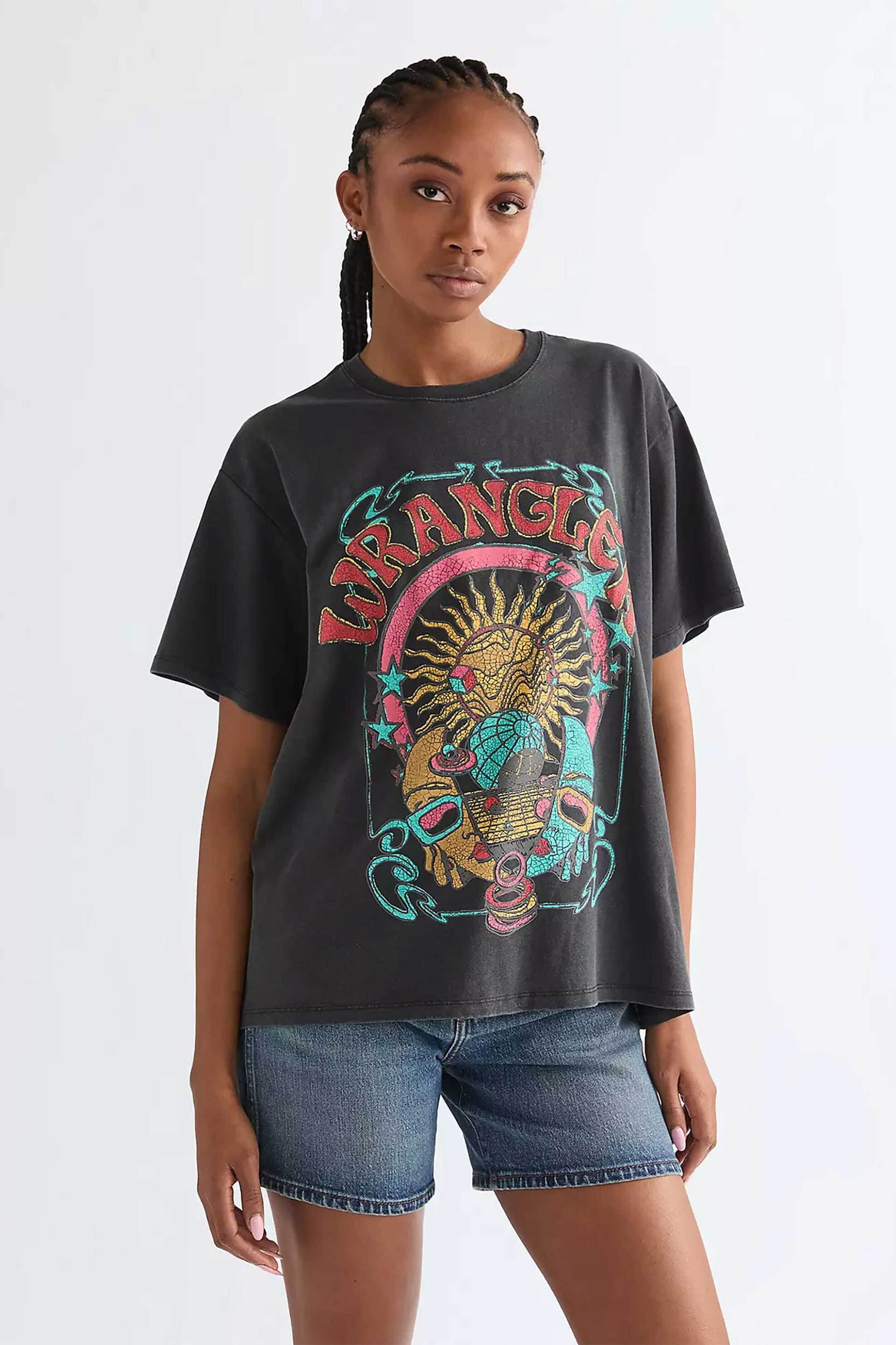 Wrangler® γυναικείο T-shirt με graphic logo print Relaxed Fit "Girlfriend"