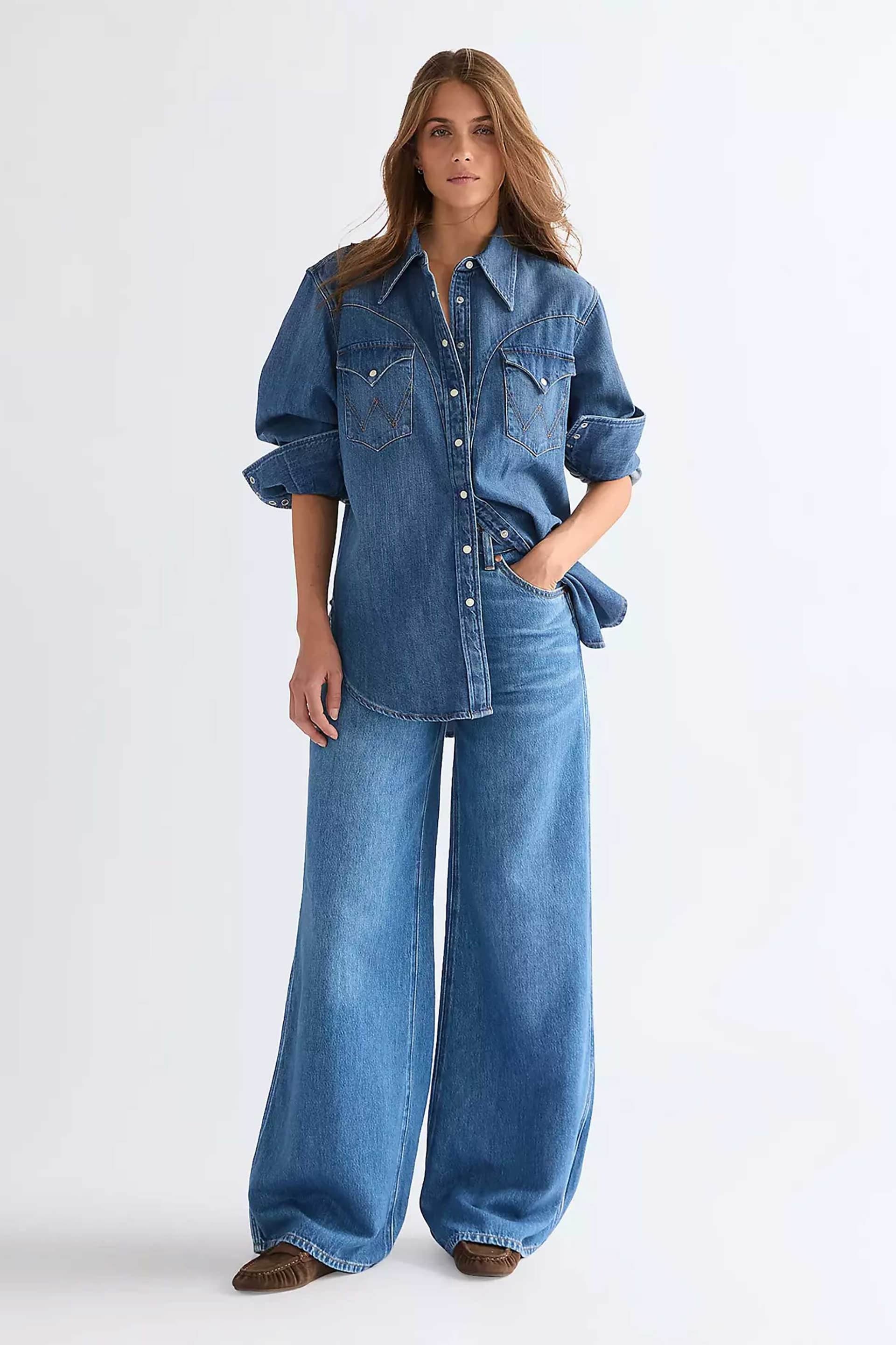 Wrangler® γυναικείο τζιν παντελόνι πεντάτσεπο Loose Wide Fit "Canyon"