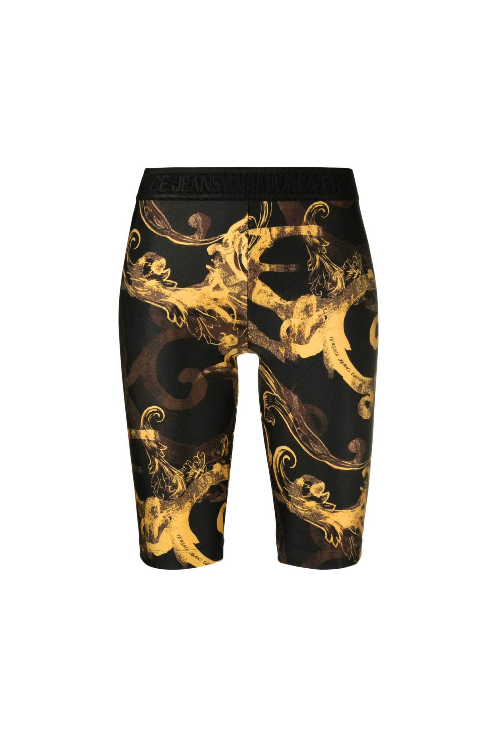 Versace Jeans Couture γυναικείο biker κολάν με all-over Baroque signature print και ελαστική μέση