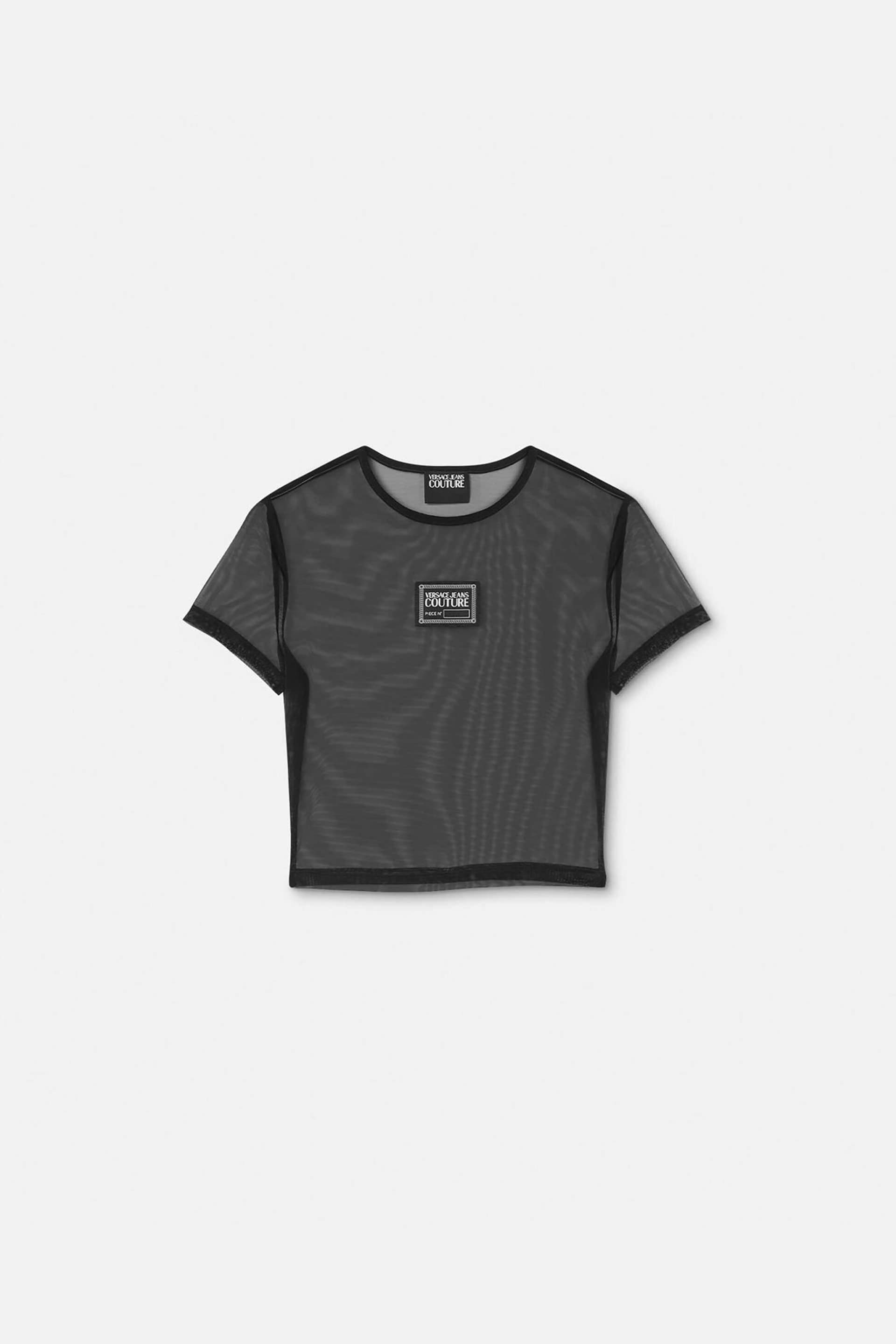Versace Jeans Couture γυναικείο T-shirt cropped διαφανές με logo patch | S