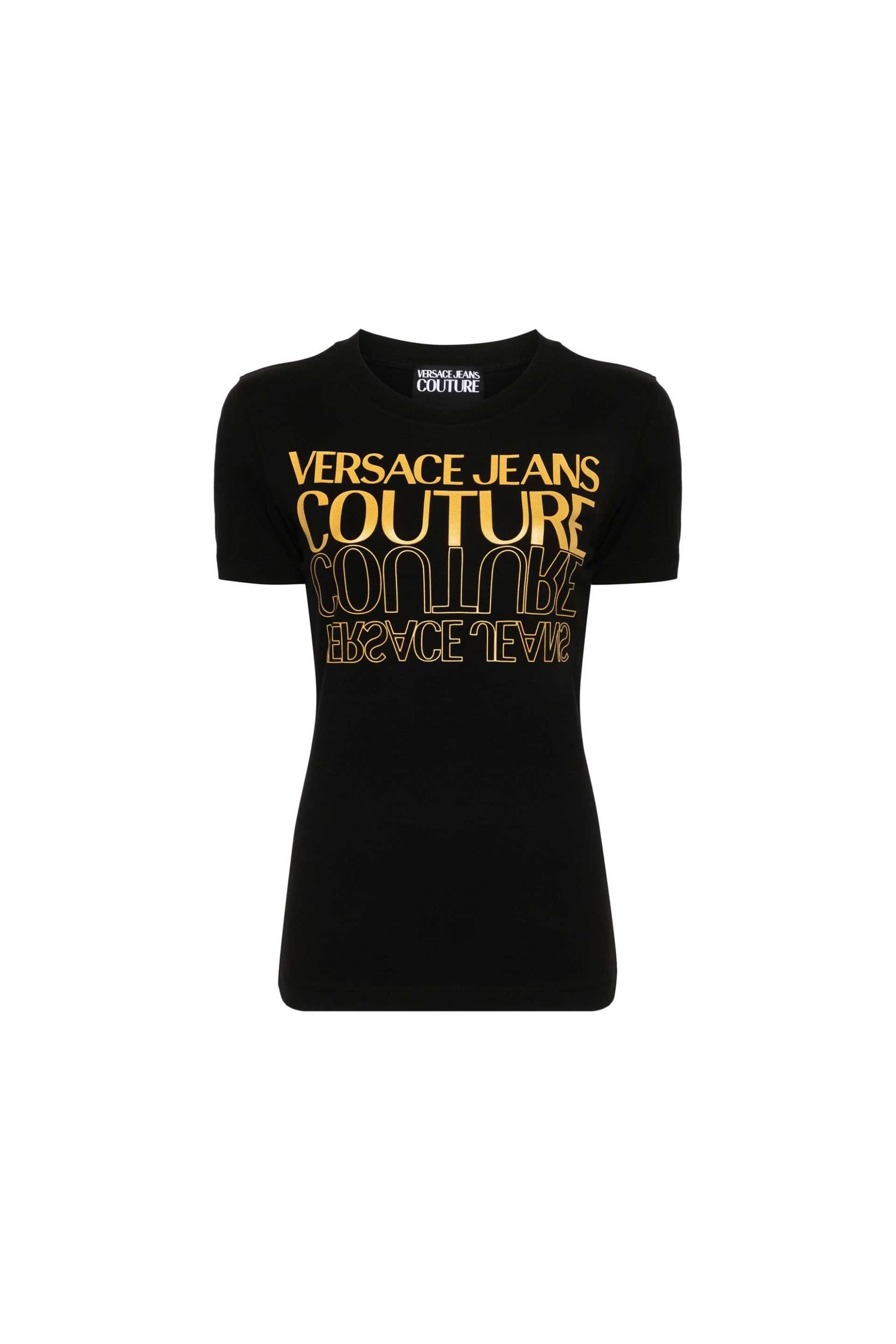 Versace Jeans Couture γυναικείο T-shirt μονόχρωμο βαμβακερό με contrast logo print