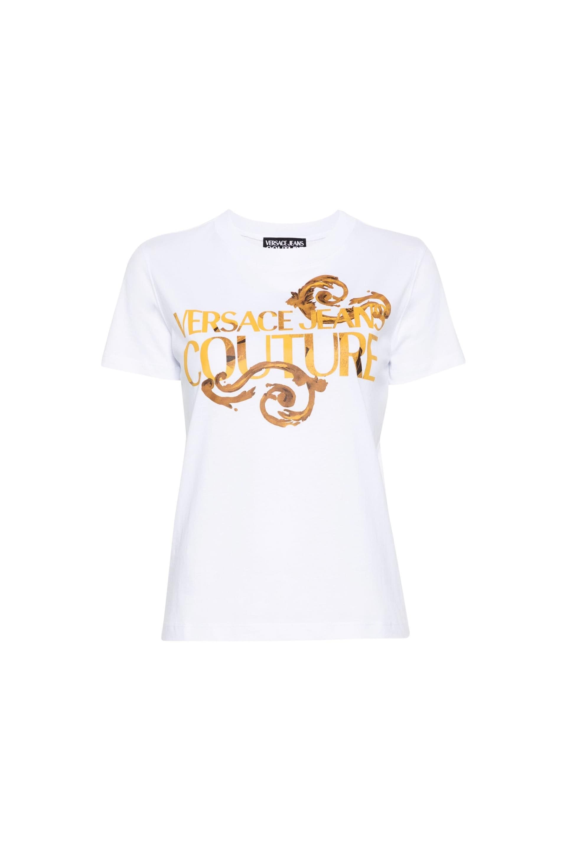 Versace Jeans Couture γυναικείο T-shirt μονόχρωμο βαμβακερό με contrast logo και Baroque print | M