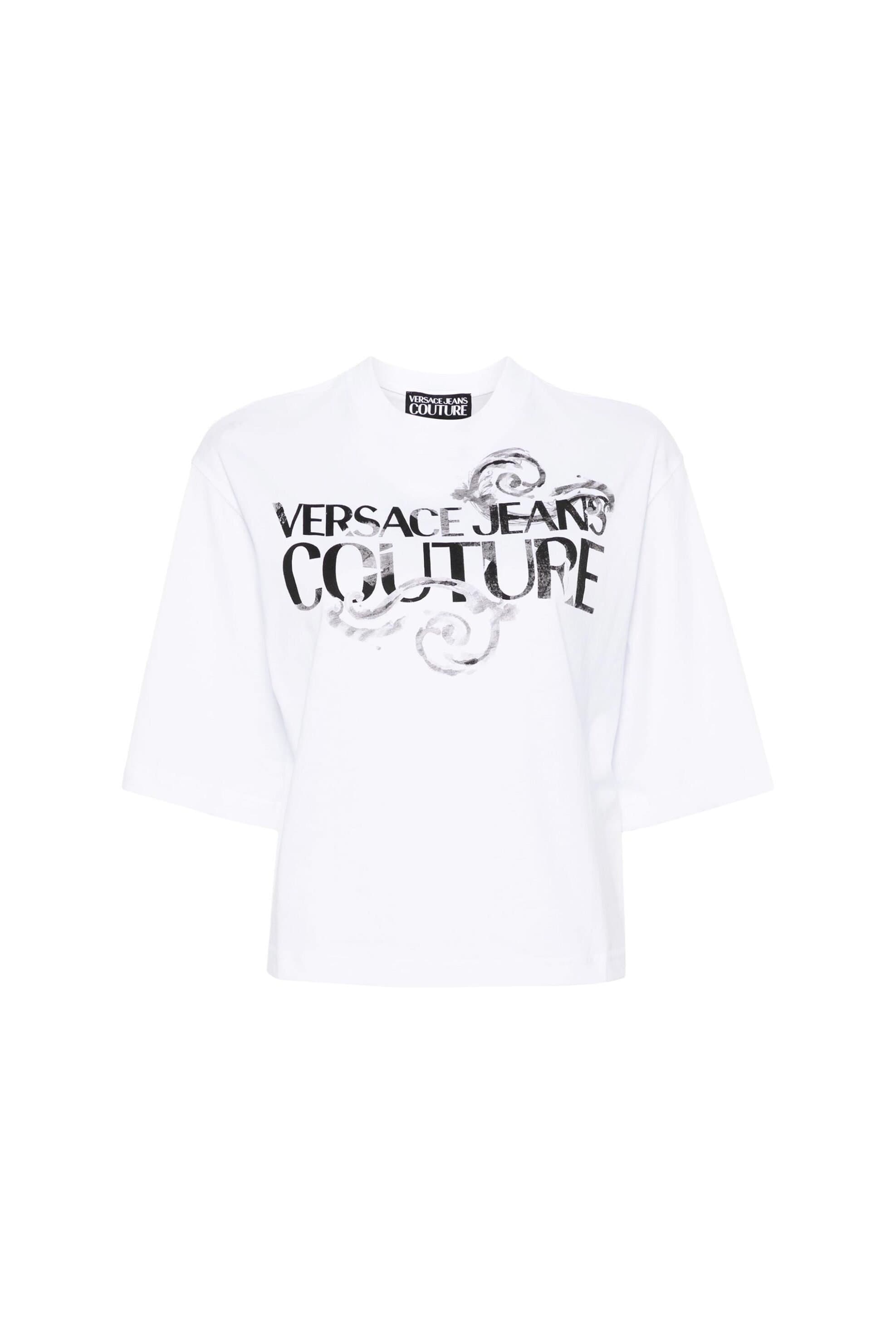 Versace Jeans Couture γυναικείο T-shirt μονόχρωμο βαμβακερό με contrast logo και Baroque print