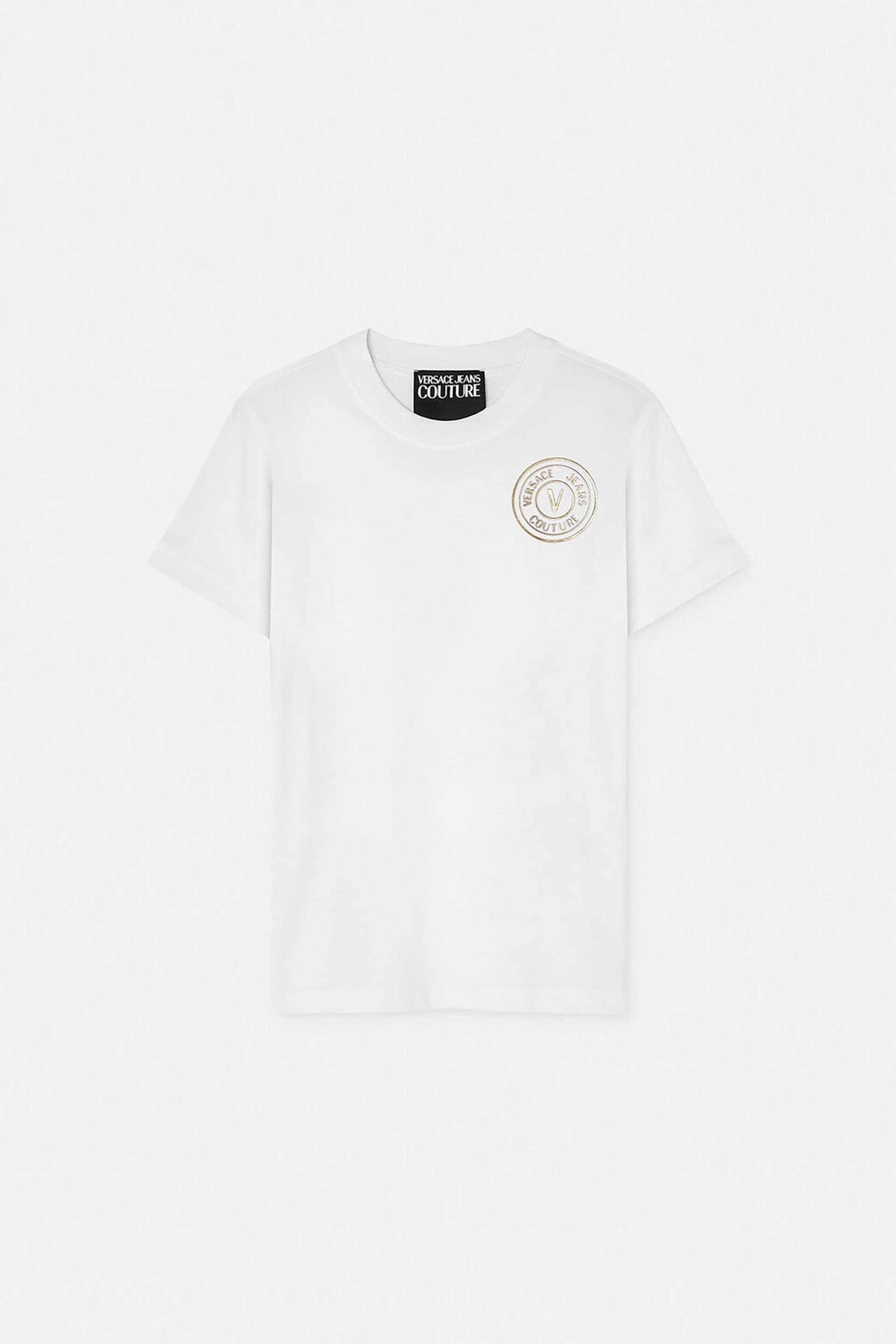Versace Jeans Couture γυναικείο T-shirt μονόχρωμο βαμβακερό με contrast emblem print | XL
