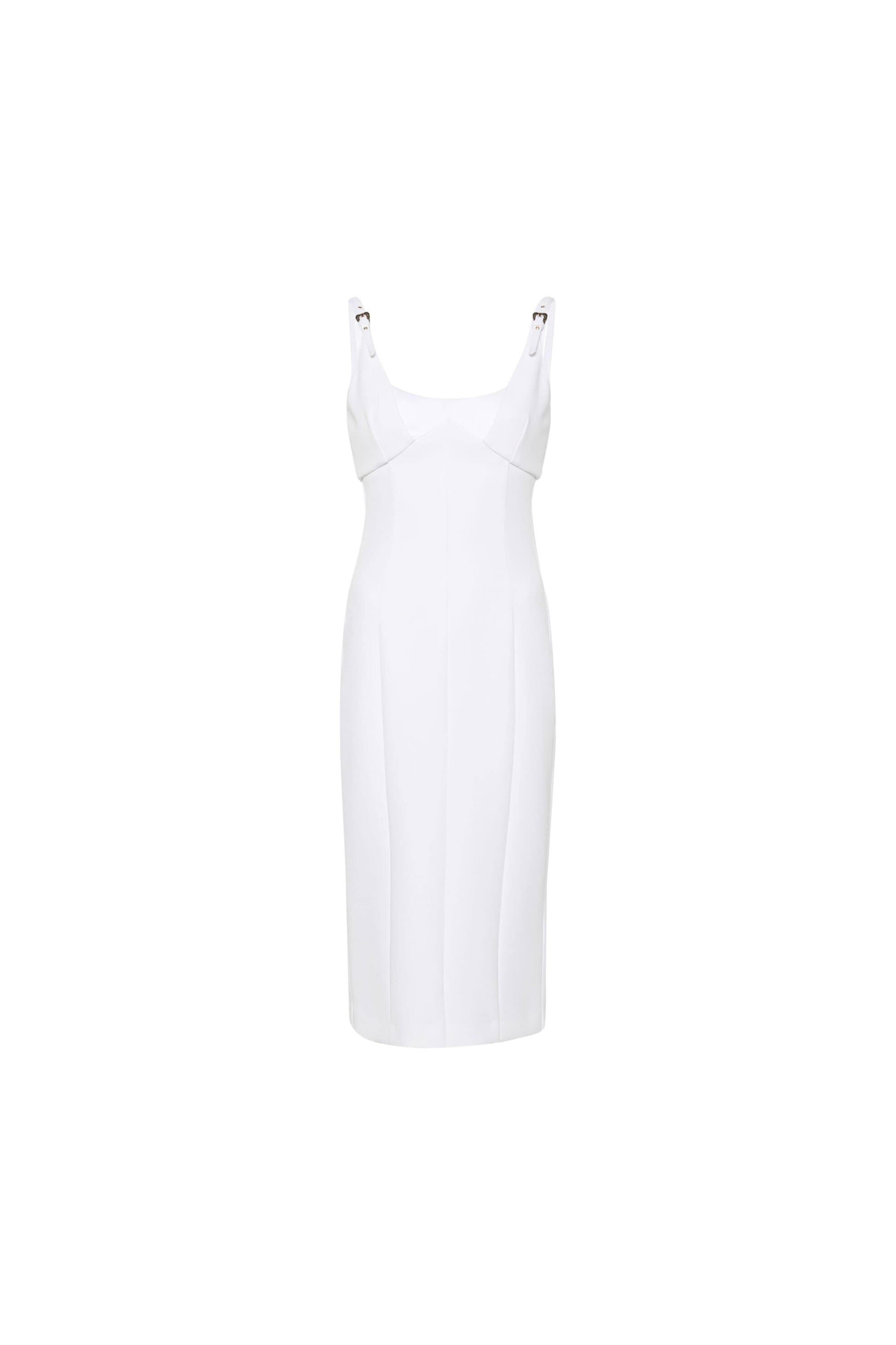 Versace Jeans Couture γυναικείο midi φόρεμα μονόχρωμο με ανάγλυφες ραφές