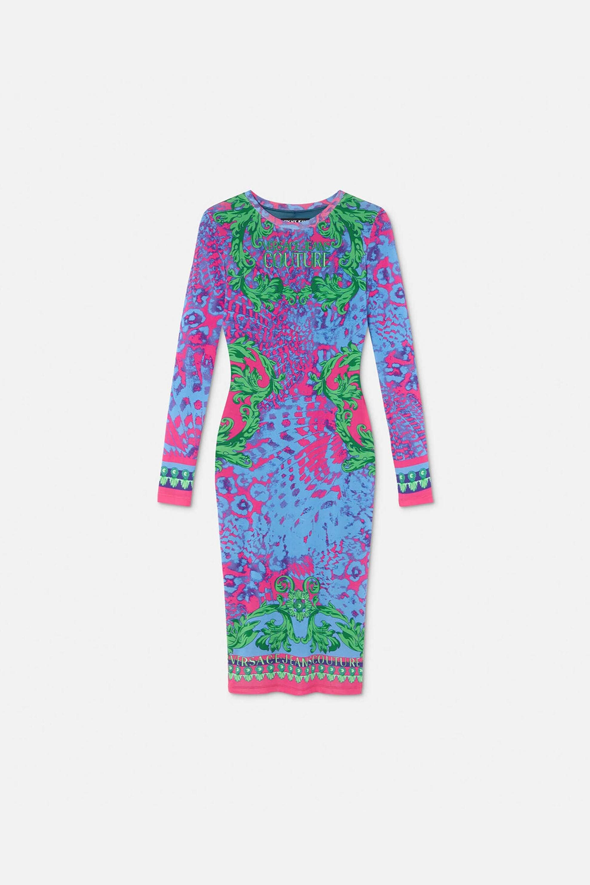 Versace Jeans Couture γυναικείο midi φόρεμα με all-over abstract print και contrast logo print | 44