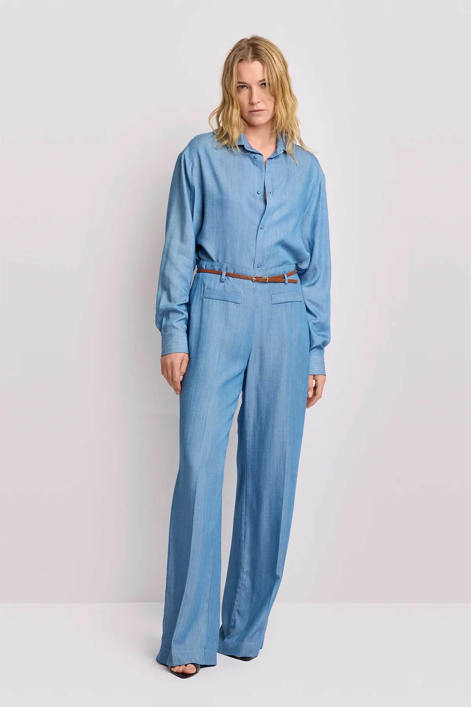 Kocca γυναικείο ψηλόμεσο παντελόνι με ζώνη και wide leg "Metel"