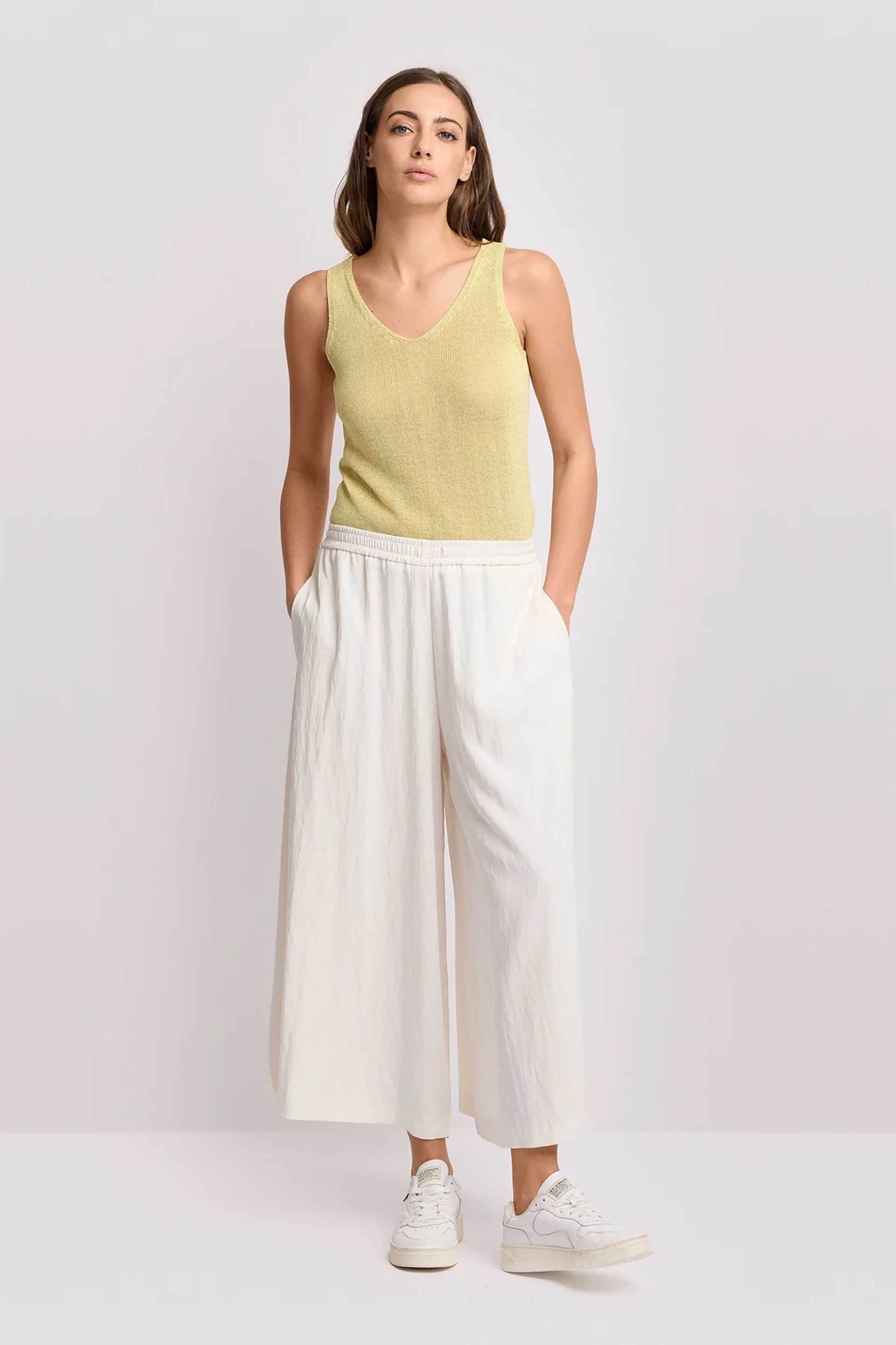 Kocca γυναικείο παντελόνι με ελαστική μέση και cropped wide leg "Nevaeh"