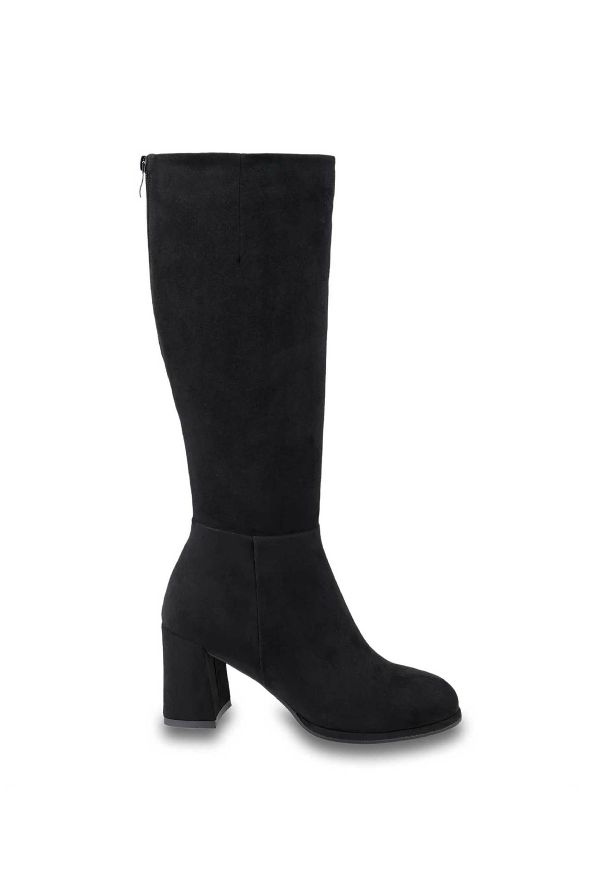 Exe γυναικείες μπότες faux suede με χοντρό τακούνι