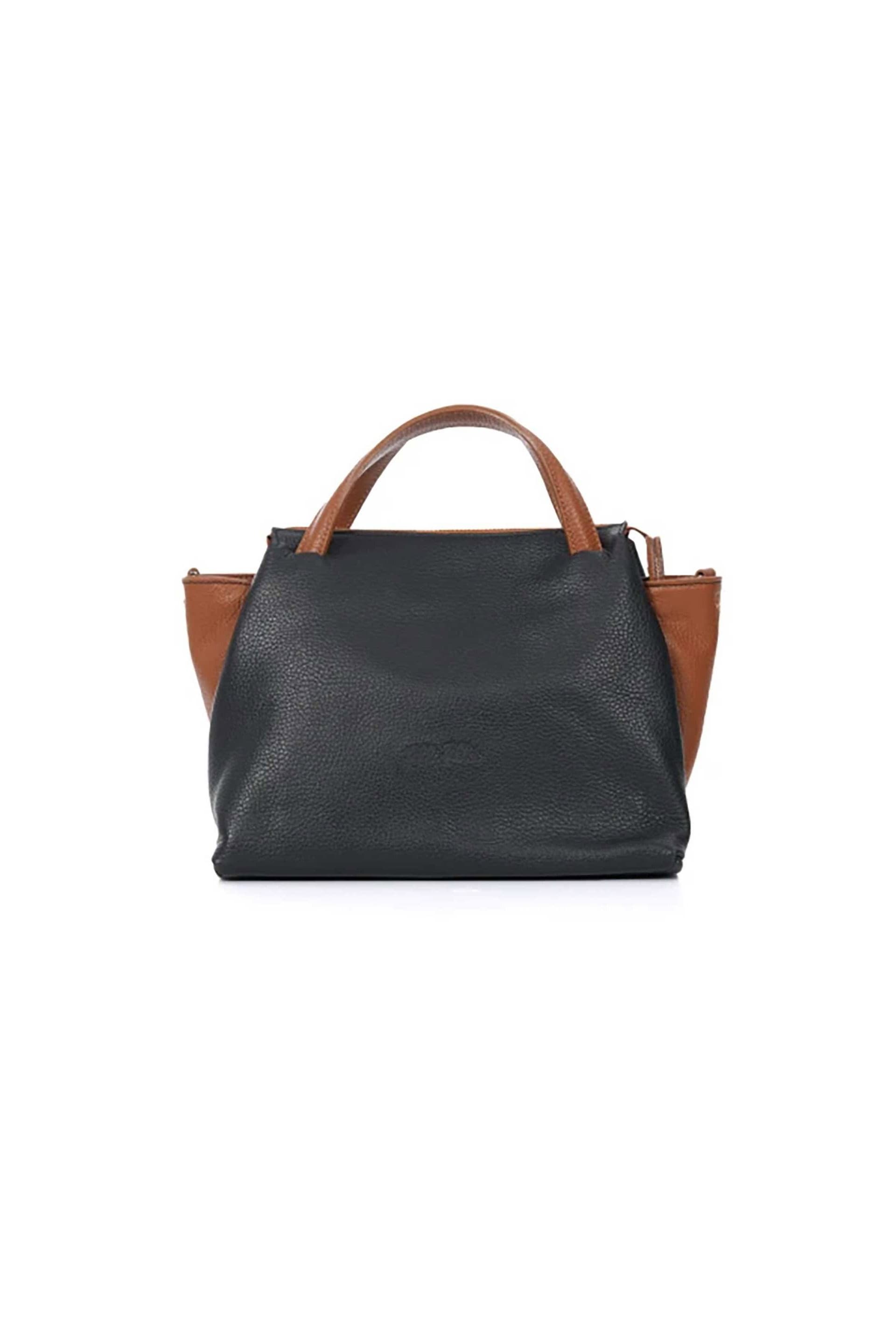 Folli Follie γυναικεία δερμάτινη τσάντα χειρός "Metropolitan Fab" - HB24L010GBK Μαύρο