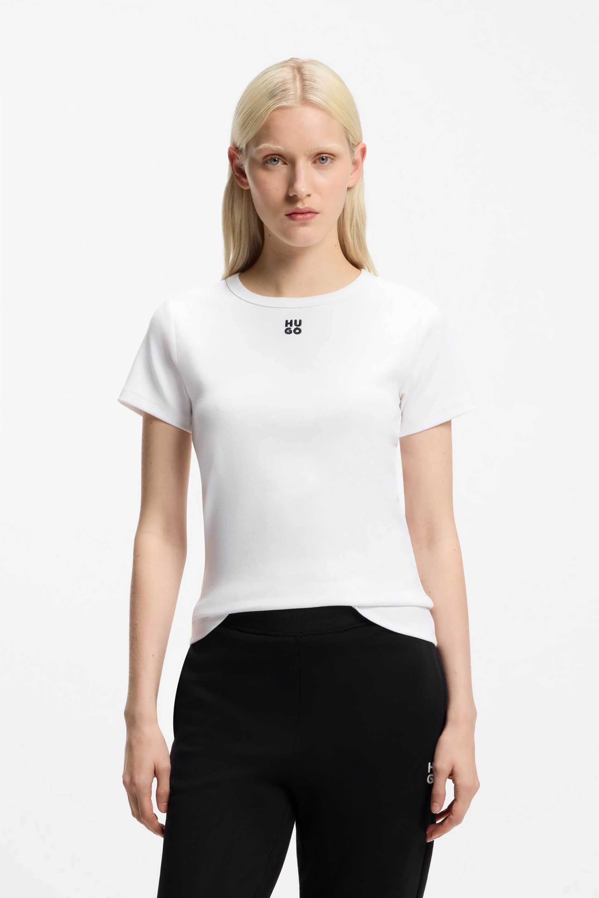 Hugo Boss γυναικείο Τ-shirt μονόχρωμο με contrast logo print "Deloris" | XL