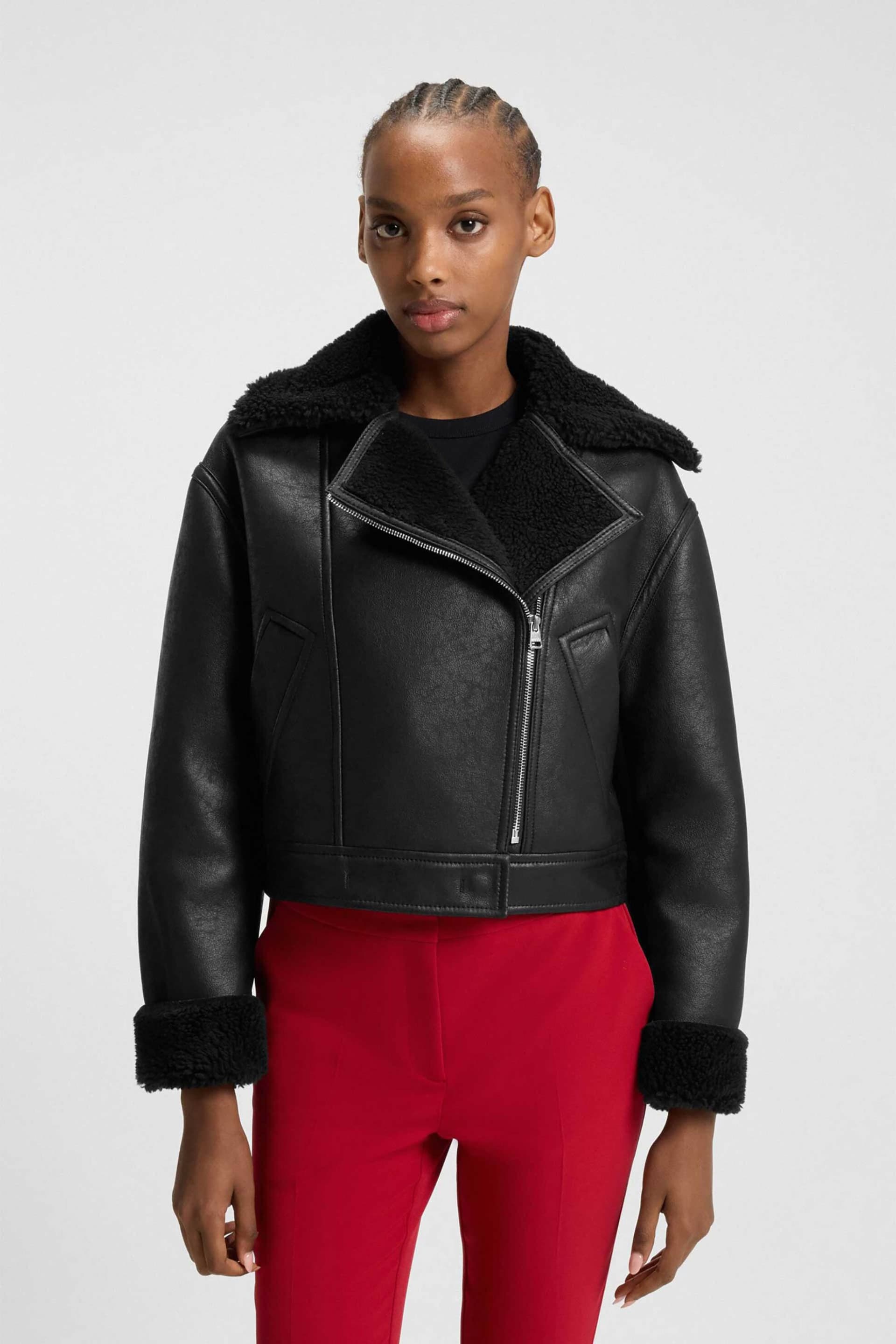 Hugo Boss γυναικείο faux leather shearling jacket Oversize Fit "Anisse"