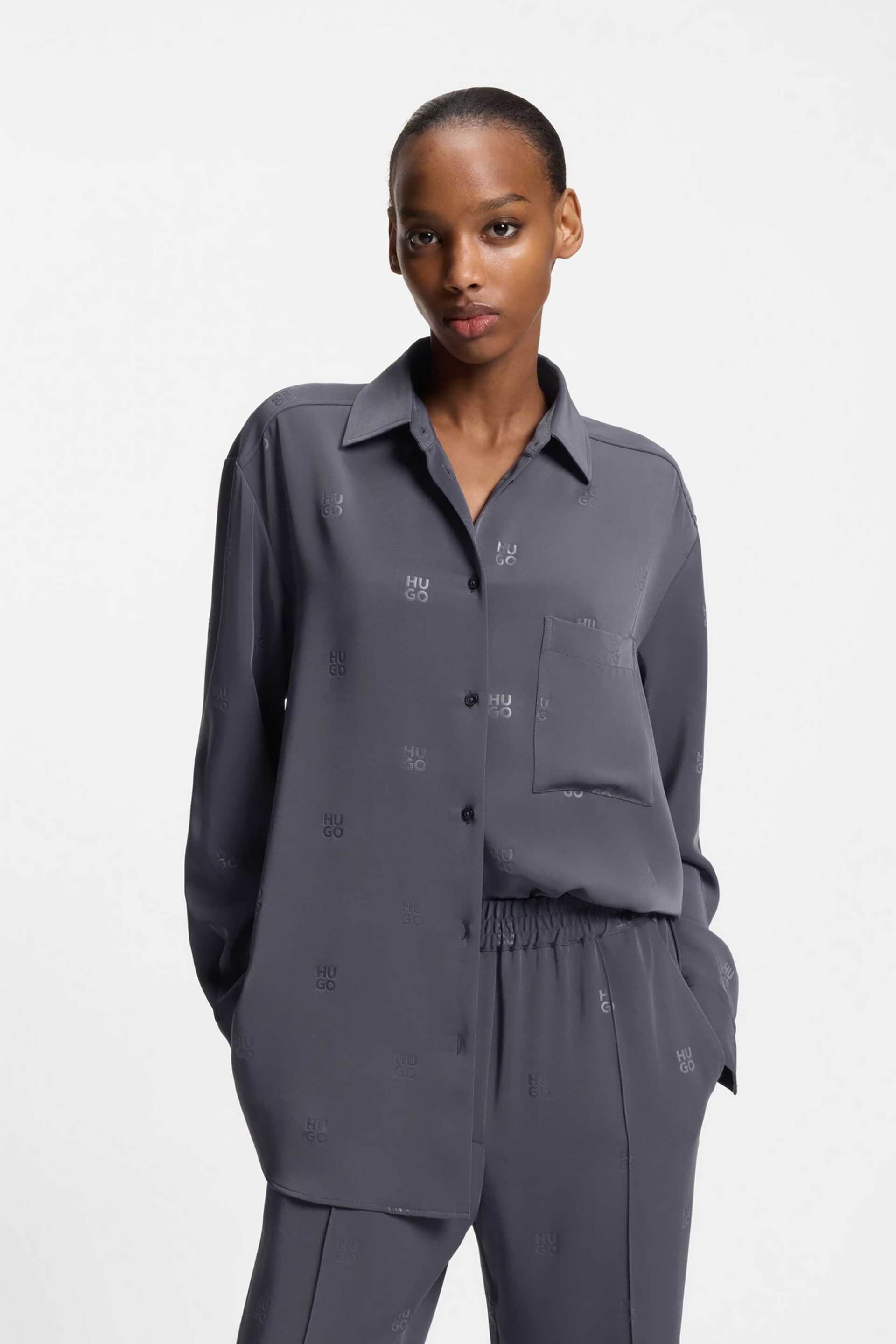 Hugo Boss γυναικείο πουκάμισο oversized με logo print "Elodina"