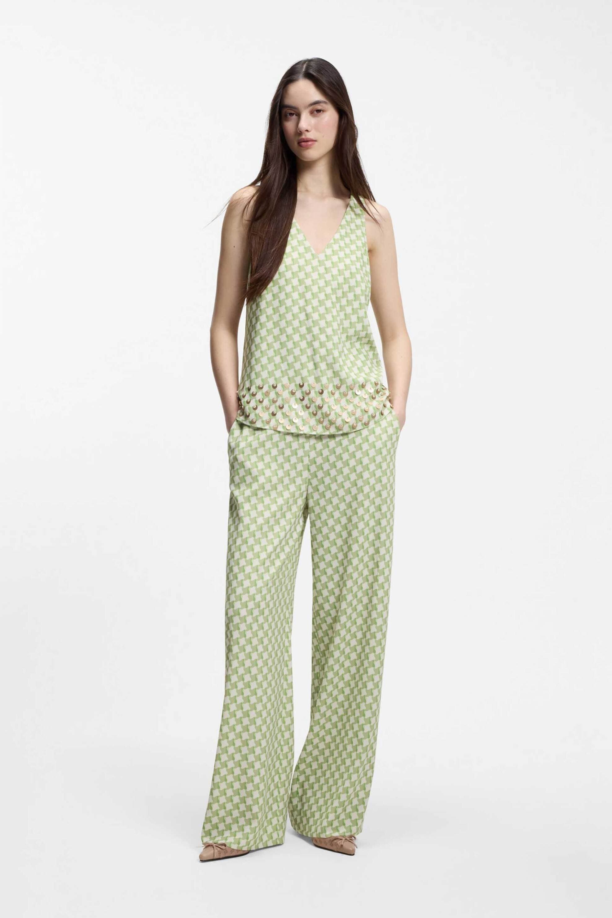 Hugo Boss γυναικείο παντελόνι με print Relaxed Fit "Ηale"