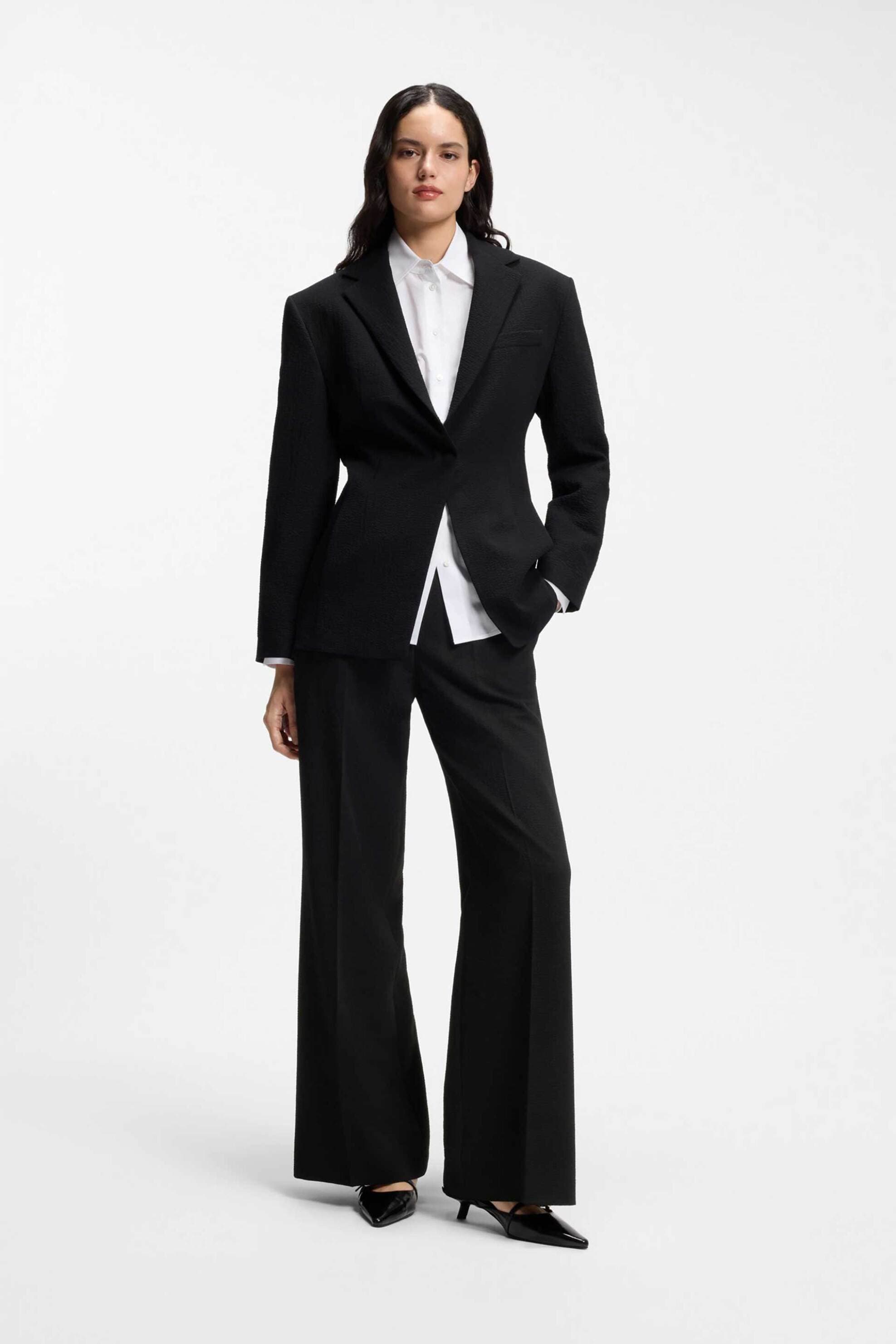 Hugo Boss γυναικείο παντελόνι μονόχρωμο Wide Fit "Hasmina"