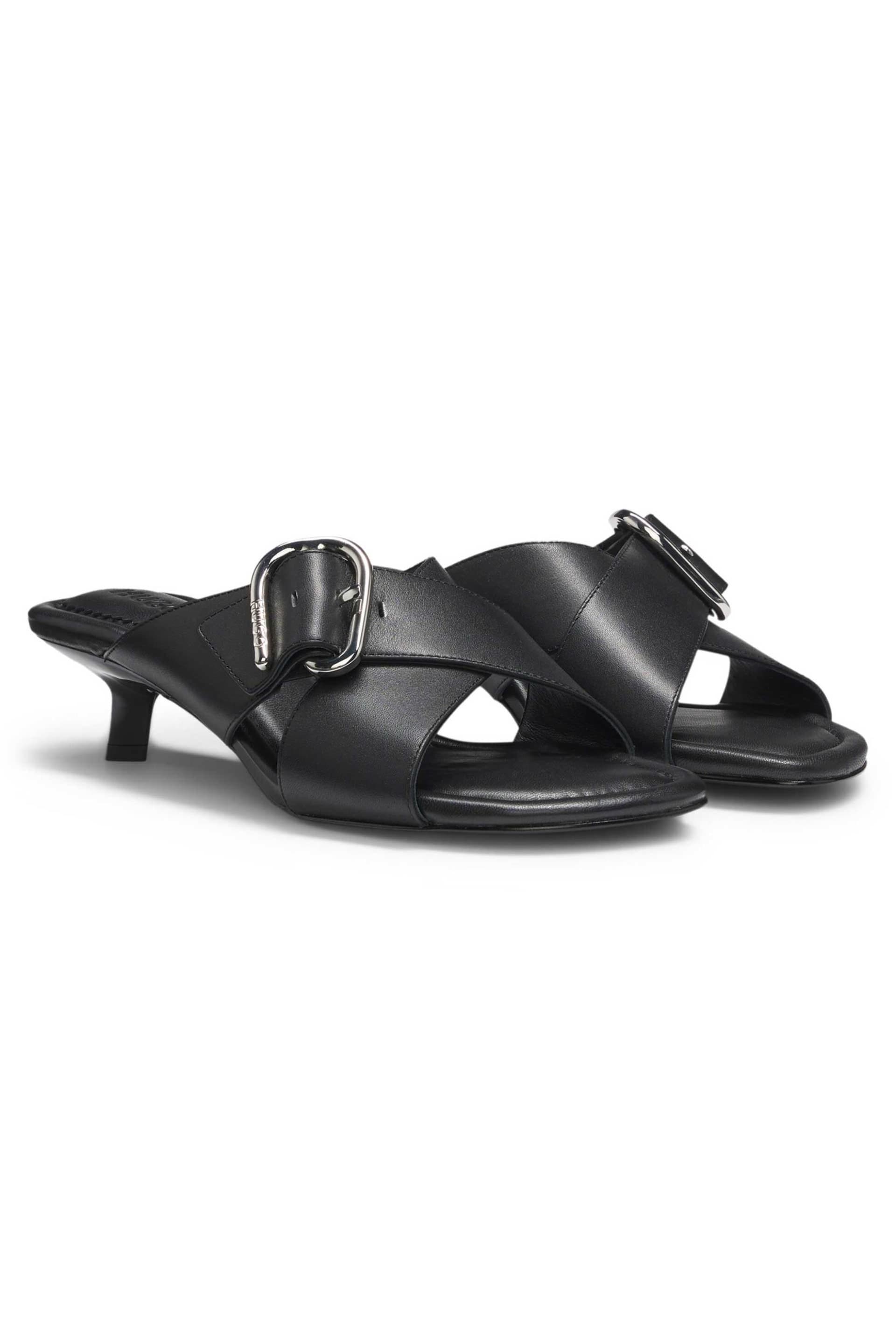 Hugo Boss γυναικεία suede mules με ρυθμιζόμενη αγκράφα "Αmaryl"